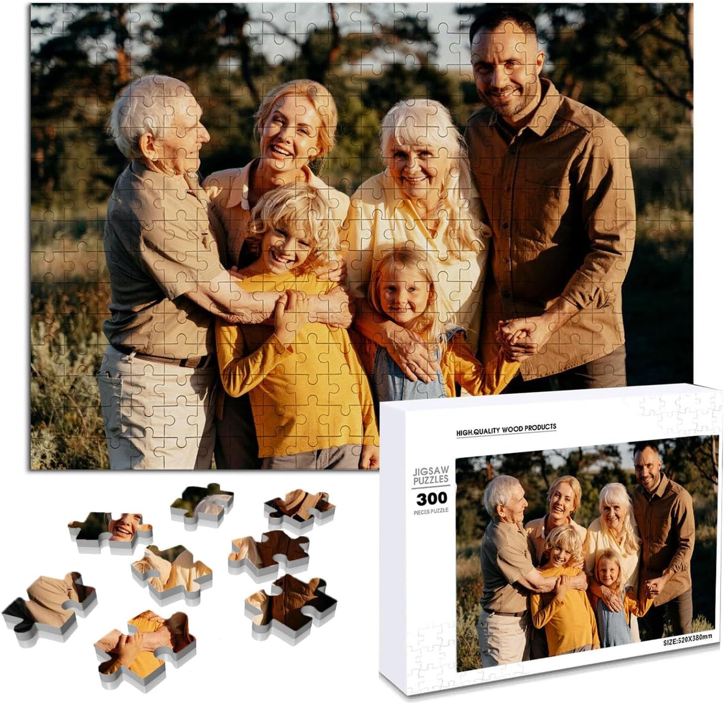 Custom Puzzle, Personalized Puzzle for Photos, Customized Puzzle 120/200/300/500/1000/1500 Pieces for Family, Christmas, Pet, Birthday, Wedding Gift