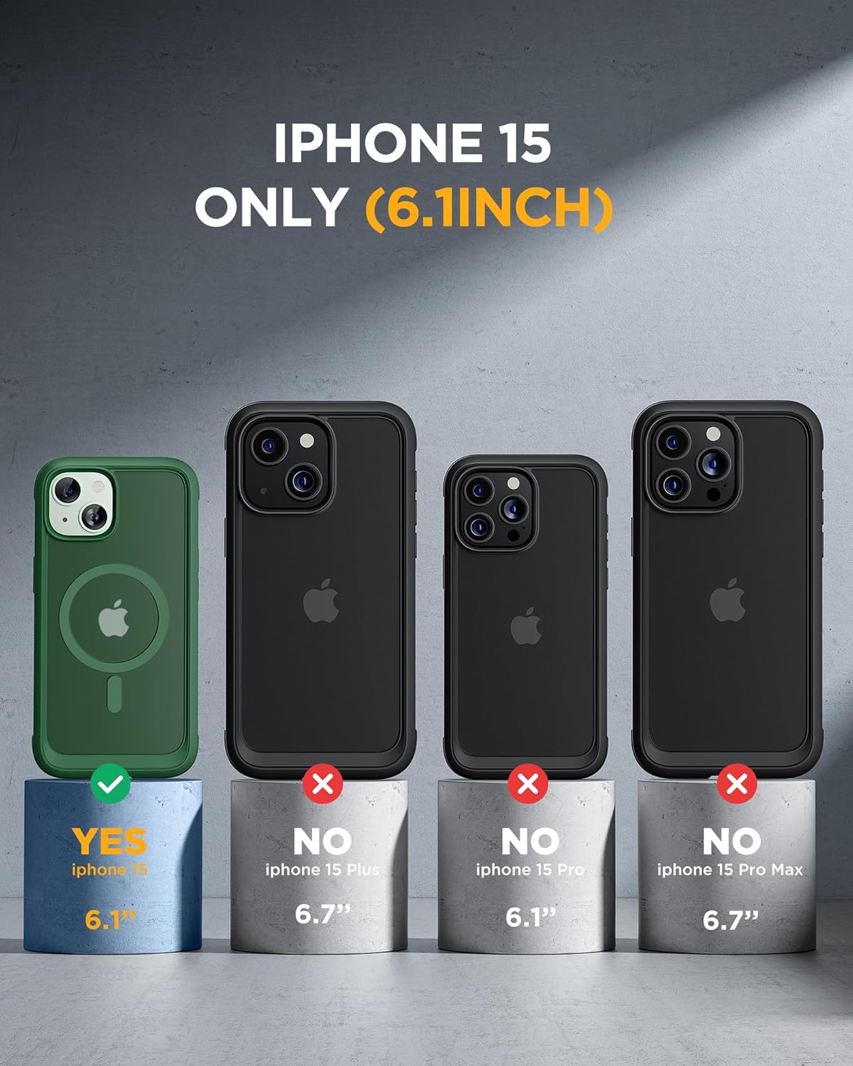 Miracase Glass Series for iPhone 15 Case [Compatible with MagSafe] Full-Body Magnetic Case with Built-in 9H Tempered Glass Anti-Fingerprint Screen Protector + Camera Lens Protector, Matte Green