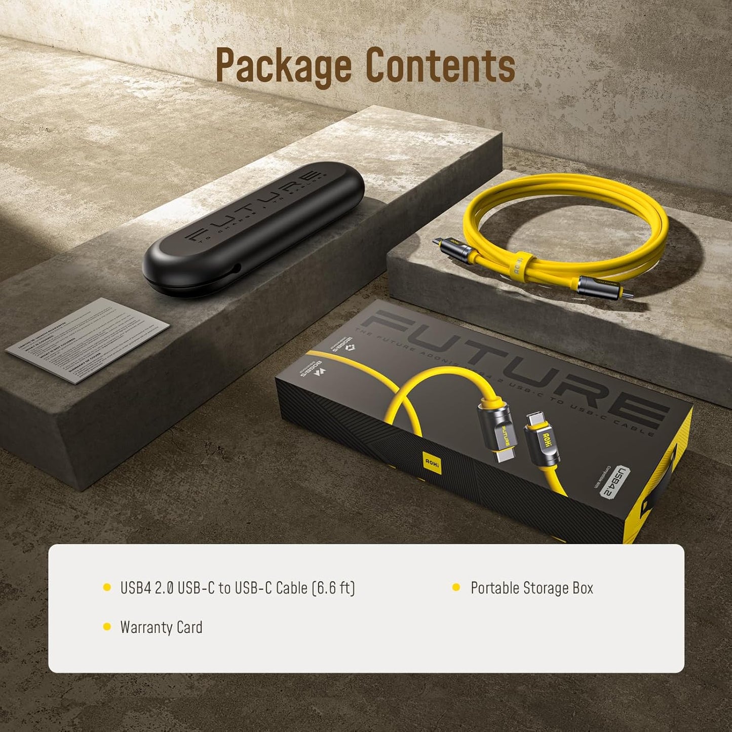 AOHI USB4 2.0 Cable 6.6ft with 240W PD3.1 Fast Charging, 80Gbps Data Transfer, Dual 8K/Triple 4K Display, The Future Adonis USB C Cable for MacBook Pro/Air, iPhone 16 Pro Max, SSD, Docking, Yellow