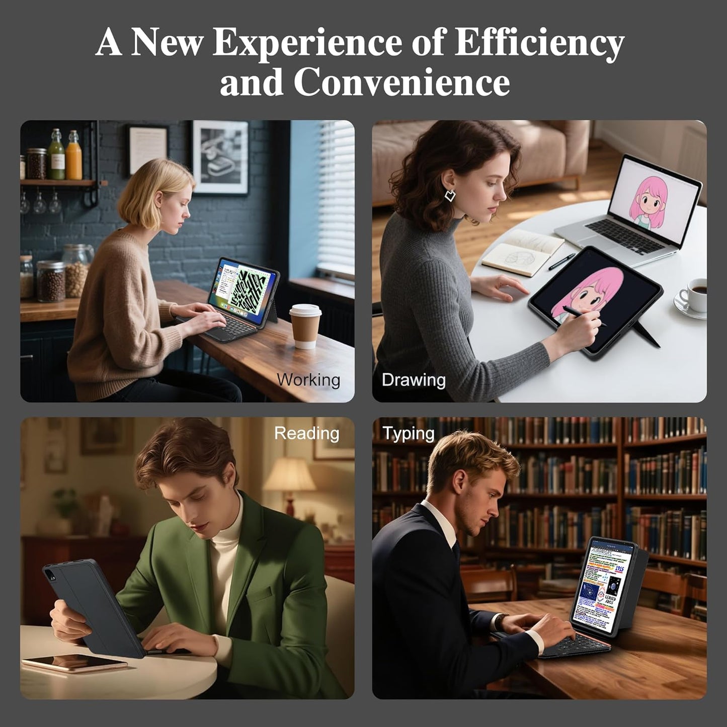 WIWU for iPad Case Keyboard for Air 13 Inch 3 in 1 Magnetic Detachable Keyboard Case Adjustable Stand 7 Colours Backlit Keys with Trackpad (Black, for Air 13"(M3/M2) Pro 12.9" 6/5/4/3)