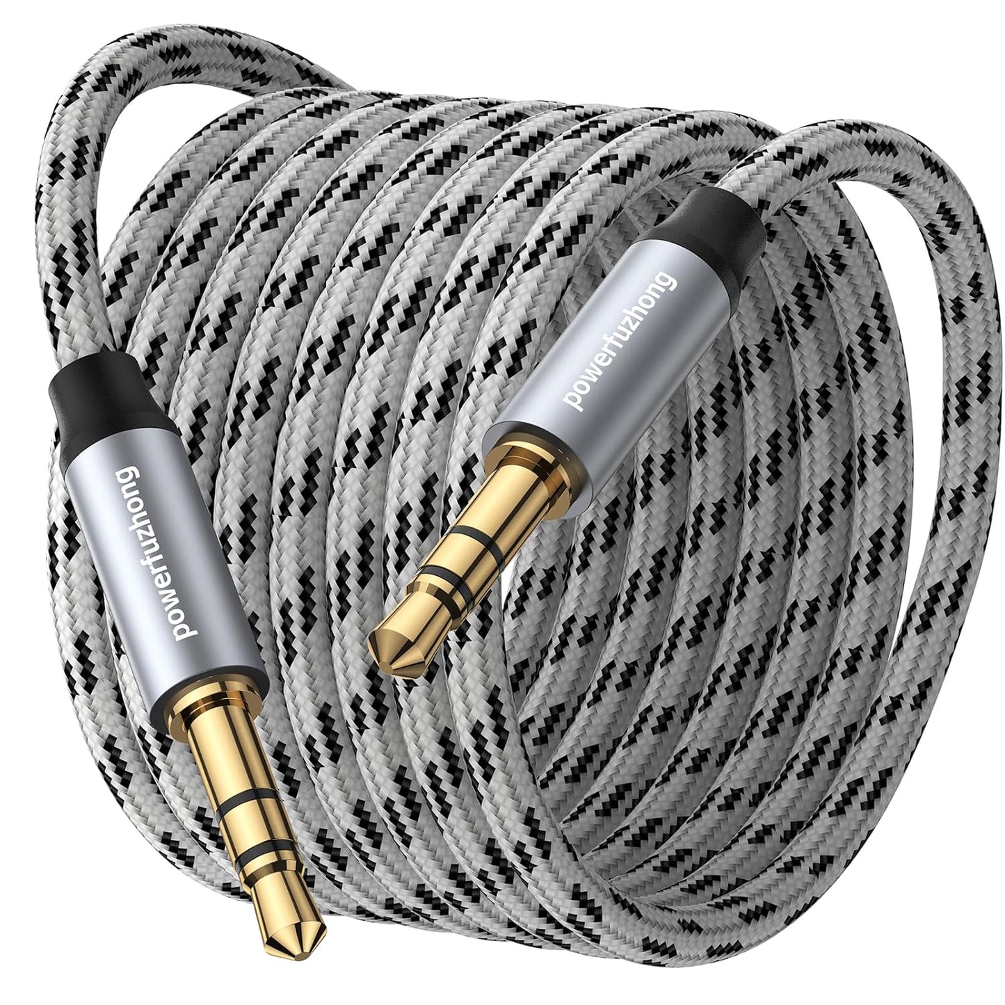 Aux Cable (20 ft), [Copper Shell, Hi-Fi Sound] 3.5 mm Male to Male Braided Auxiliary Cord Compatible with Headphone, Smartphone, Home/Car Stereo, Speaker, Echo & More
