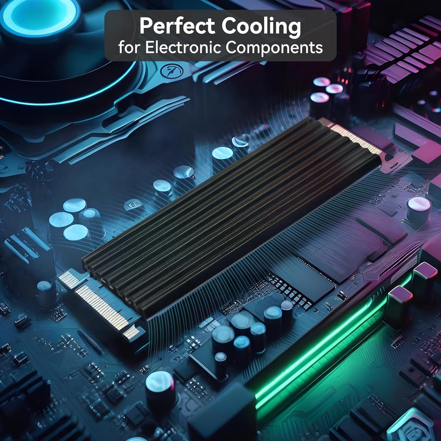 Aairhut 4 Pack 13 W/m.K Thermal Pads, 100 x 100 mm 0.5 mm+1 mm+1.5 mm+2 mm Silicone Cooling Pad Non Conductive Heat Resistance Extreme Odyssey Cover with Dual Self-Adhesive Films for PC Laptop PS4