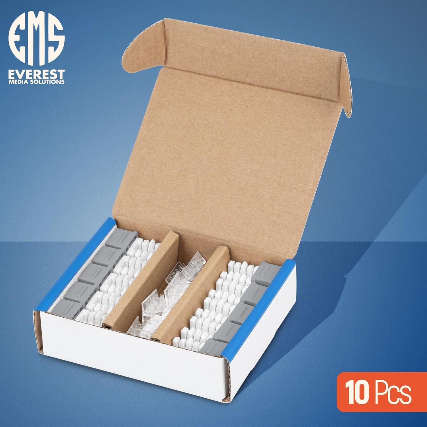 Everest 90° Angled RJ45 Cat6 Keystone Jacks 10-Pack in Gray - Slim Profile Female RJ45 Connectors - Cat 6 Keystone Jack - Compatible with 90° Angled Speed Termination Tool - easyJACK (B094WB91H3)