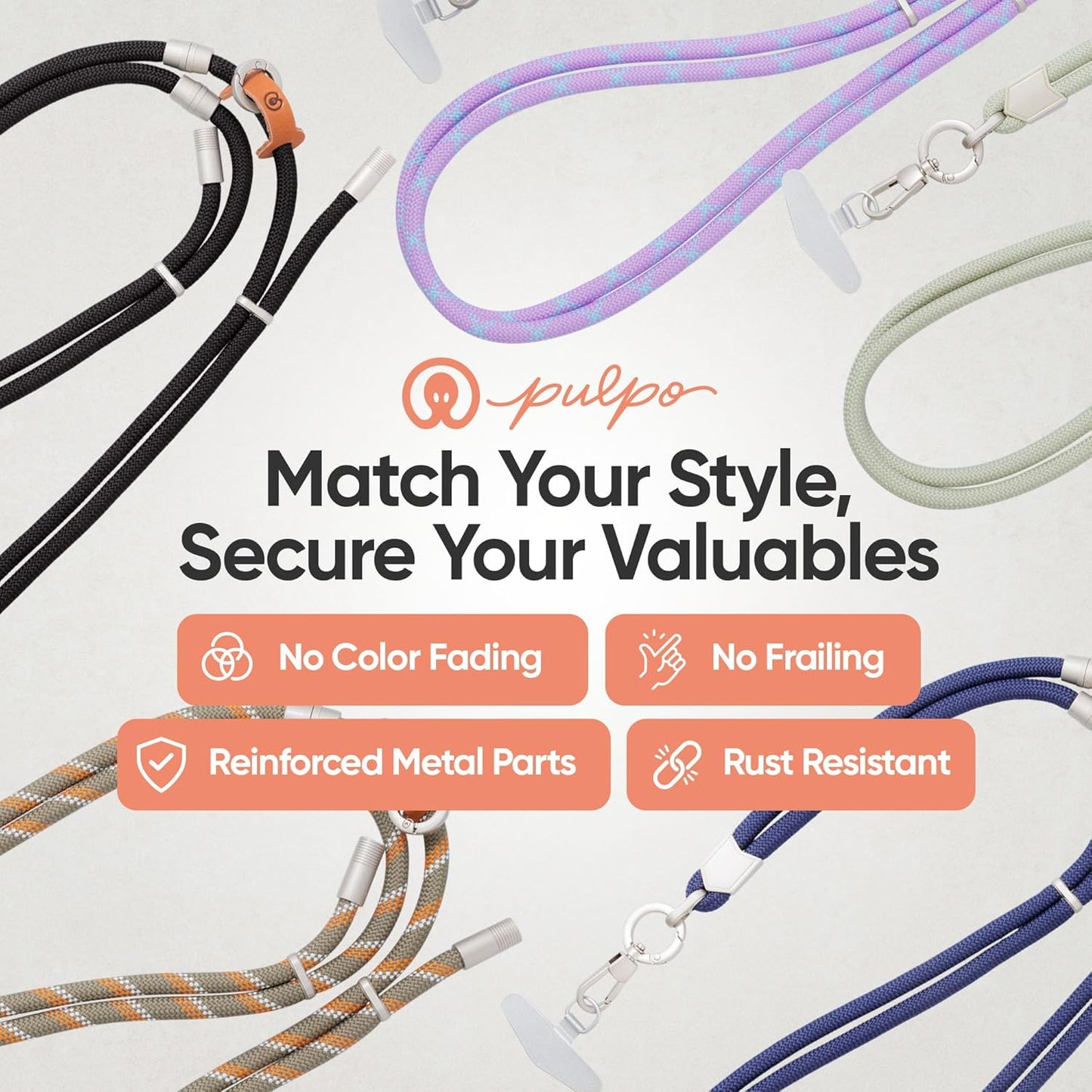 Pulpo 2-in-1 Cell Phone Wrist Strap and Lanyard Lavender & Blue - Anti Theft Phone Lanyard for Men & Women, Wrist Straps for Phones, Lanyards for Smartphones, Adjustable Cellphone Leash & Strap Tether