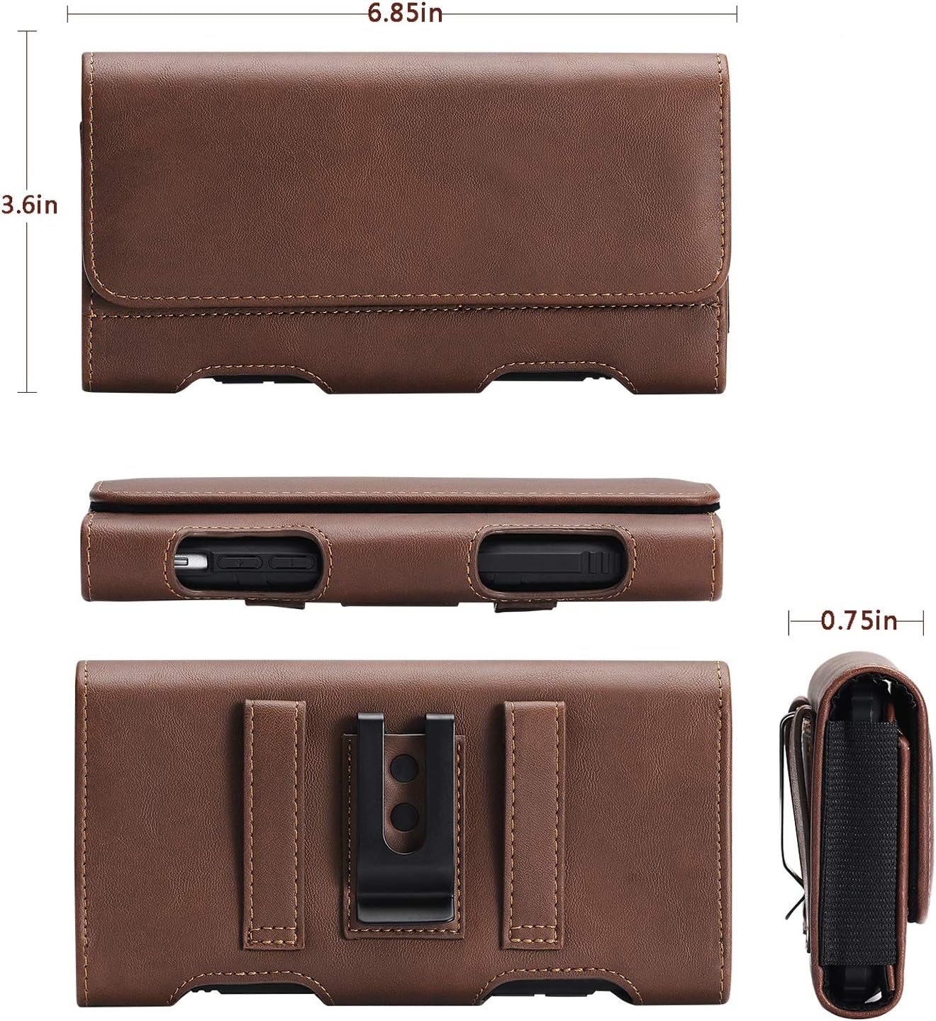 BECPLT for Galaxy S25 Ultra S24+ S23 Ultra Holster Leather Carrying Cell Phone Holder Belt Clip Holster Case Pouch Brown