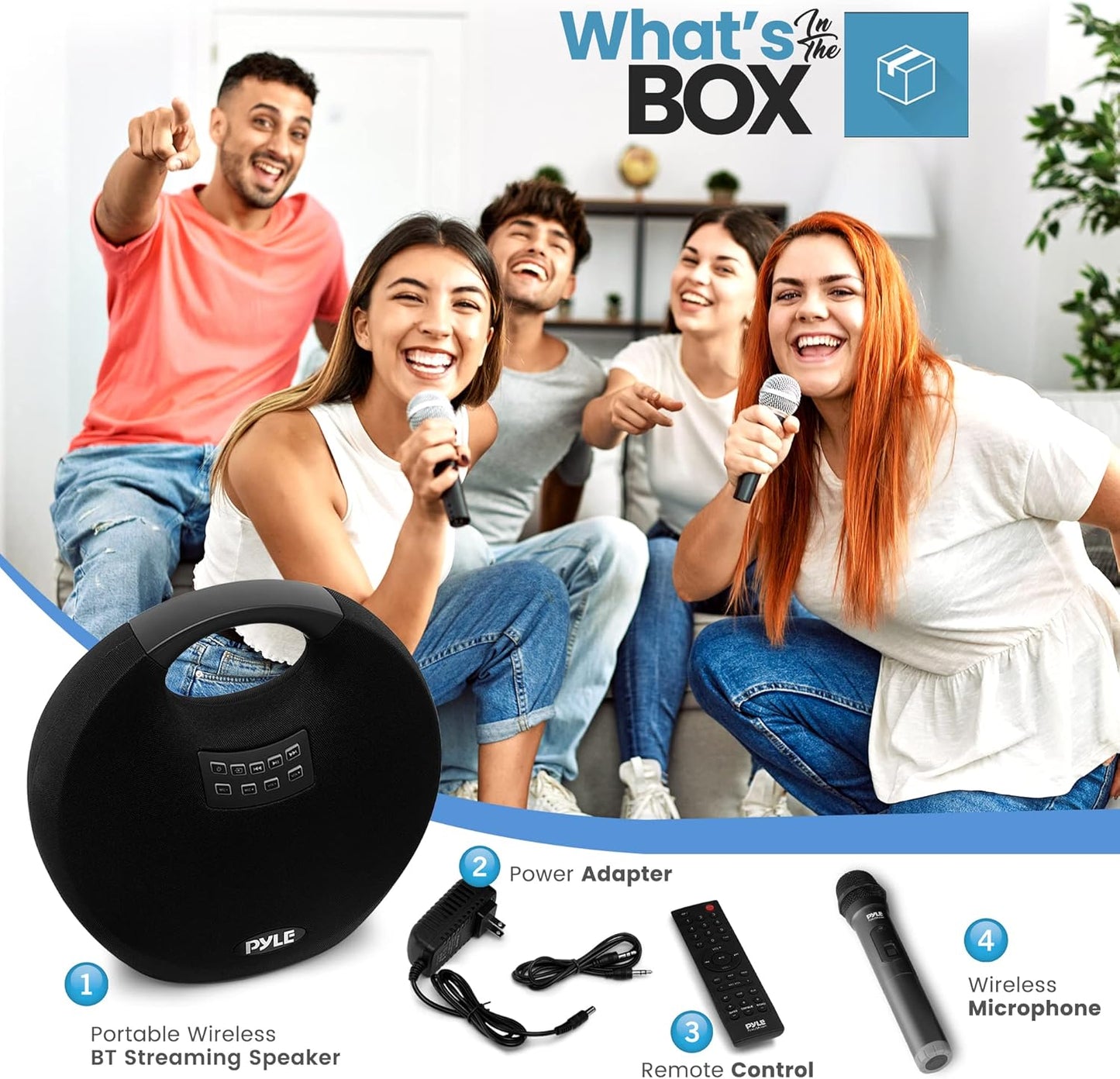 Pyle Mini IPX4 Waterproof Wireless Portable Bluetooth Speaker, with Built in Rechargeable Battery, Wireless Microphone, Clear Surround Sound, for Indoor and Outdoor Activities