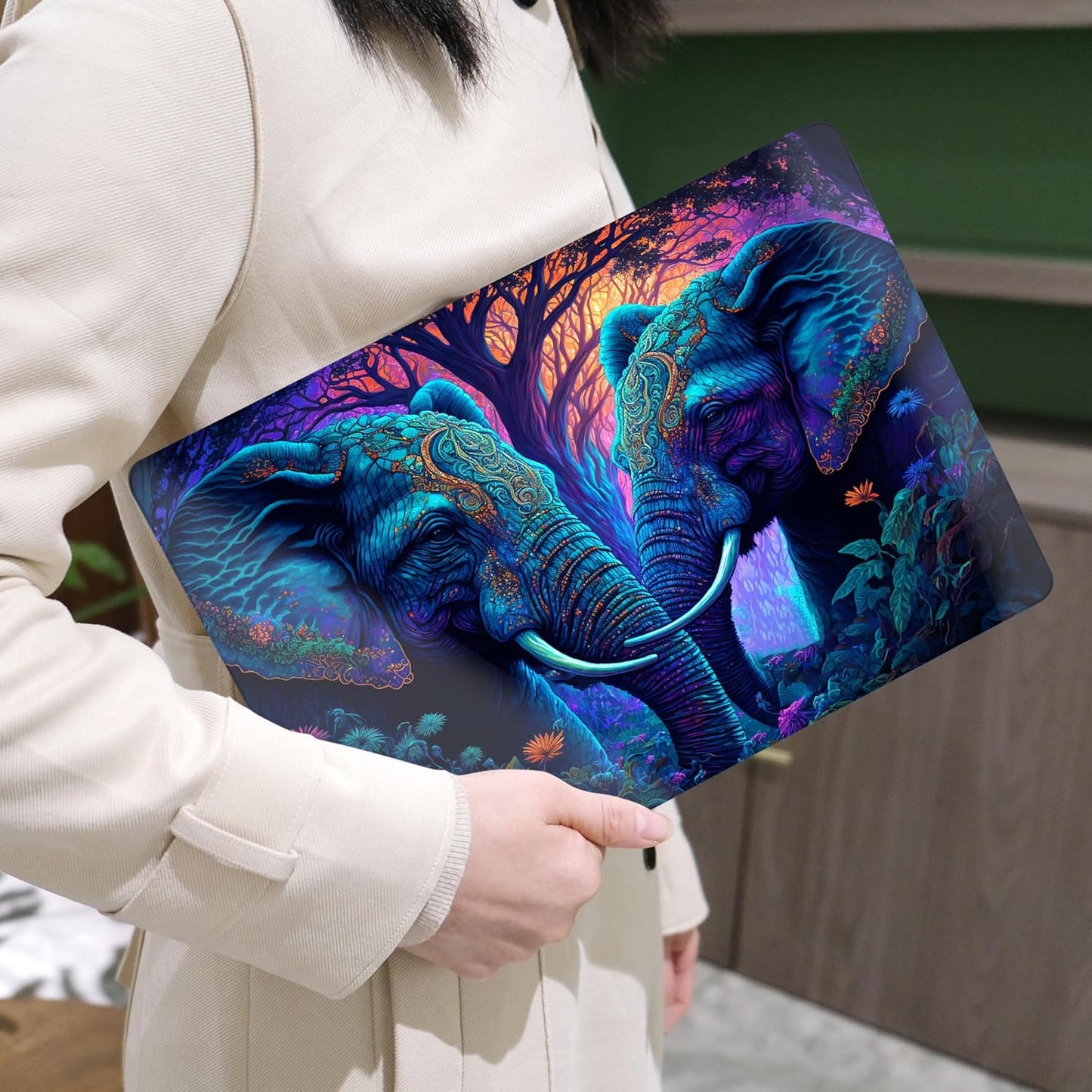 MEEgoodo Case for MacBook Pro 13 inch 2022 2021 2020 New A2338 M2/M1 A2251 A2289, Laptop Hard Shell Cases with Keyboard & Camera Cover Compatible Case, Elephants (A2338/A2251/A2289)