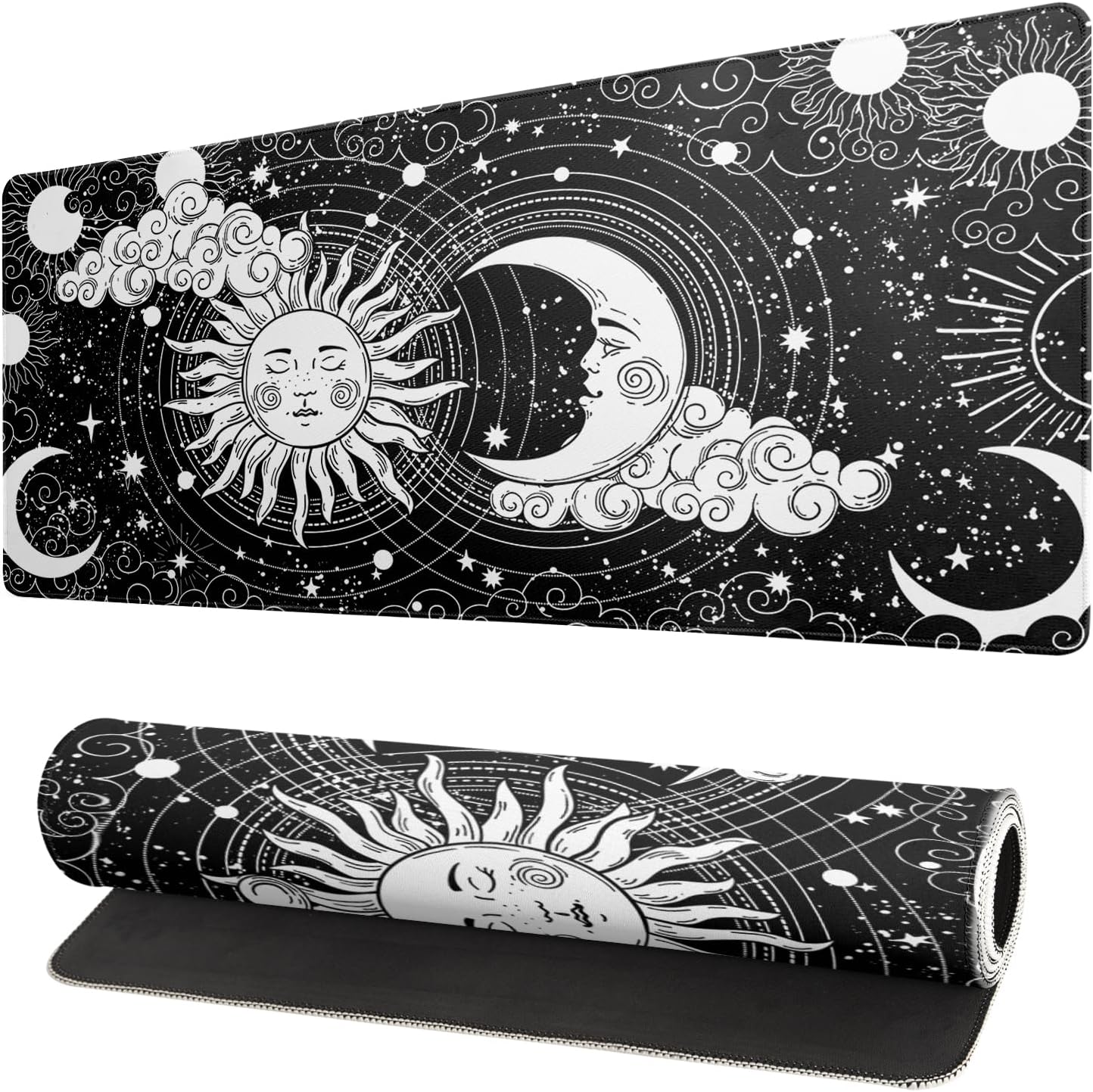 Magic Astrology Extended Big Mouse Pad Large, Gaming Mouse Pad Desk Pad,31.5x11.8 Inch Long Computer Keyboard Mouse Mat Black Mousepad with 3mm Non-Slip Base and Stitched Edge for Gaming and Office
