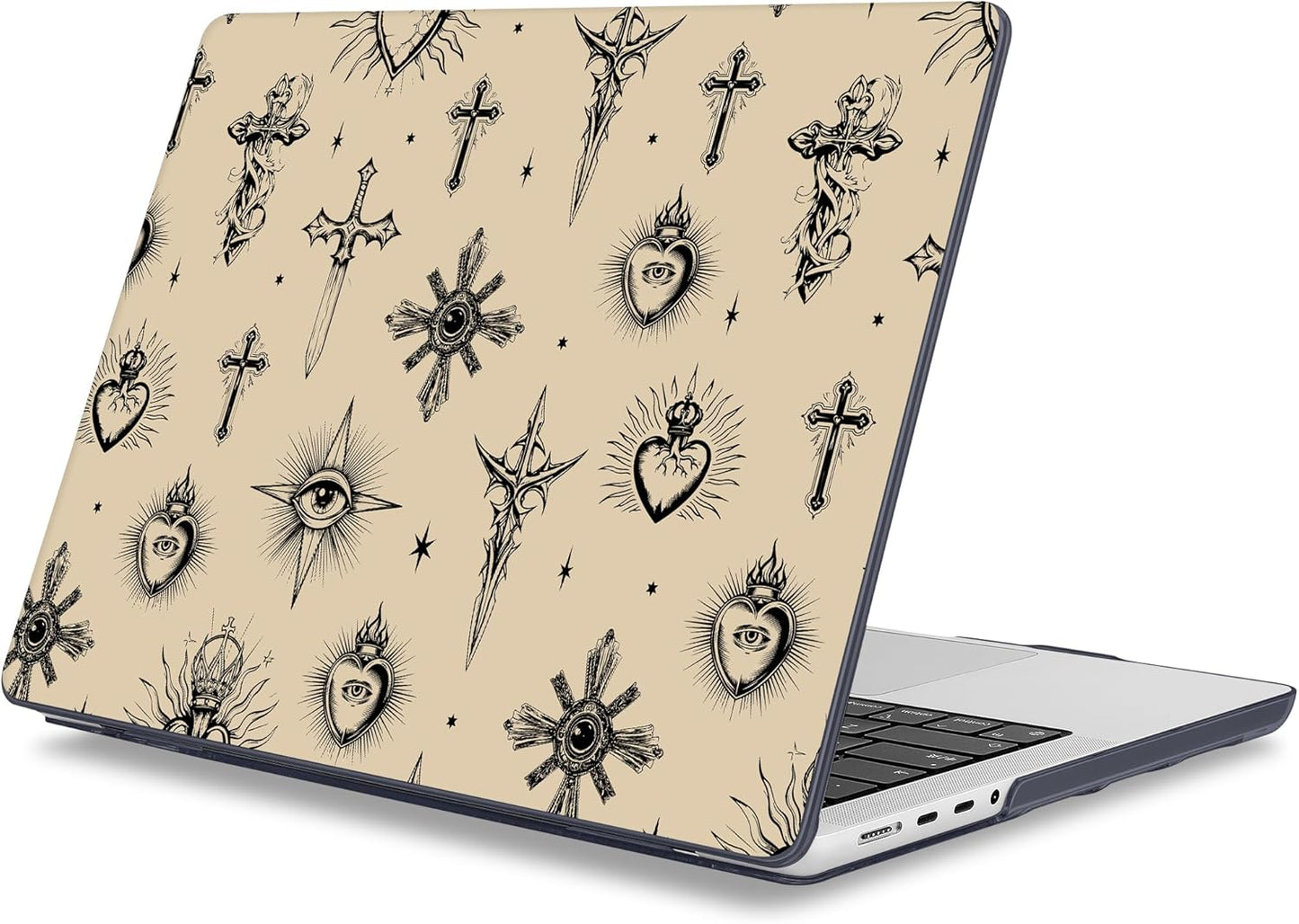 Mektron Case for 2025 MacBook Pro 16" M4 A3403 A3186 M3 A2991 M2 A2780 M1 A2485 (2021/2023/2024) Pro/Max with Touch ID, Hard Shell Plastic Laptop Cover Keyboard Cover Screen Protector, Evil Eye