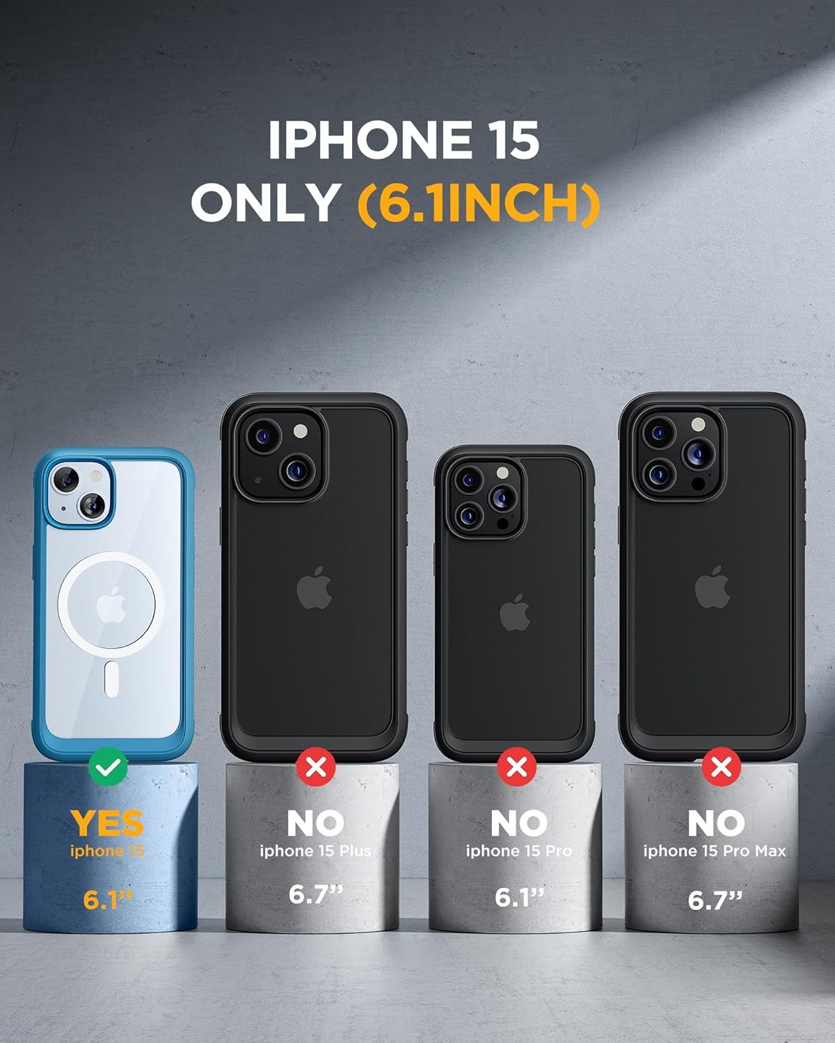 Miracase Glass Series for iPhone 15 Case [Compatible with MagSafe] Full-Body Magnetic Bumper Case with Built-in 9H Tempered Glass Anti-Fingerprint Screen Protector + Camera Lens Protector, Sea Blue