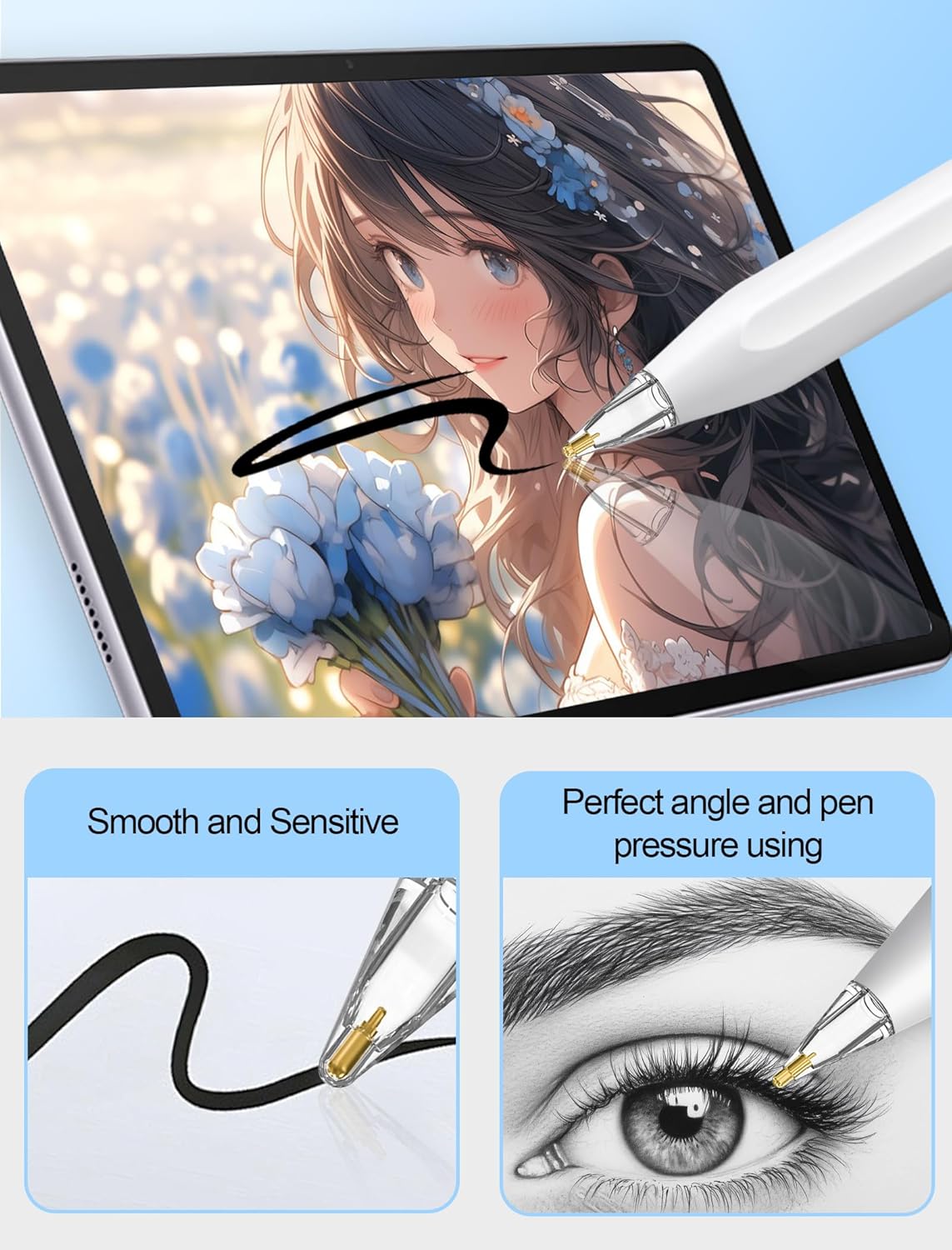 Replacement Pencil Tips for Apple Pencil Pro - 4 Pack Fine Point Metal Tip for Apple Pencil 2nd Generation and 1st Generation