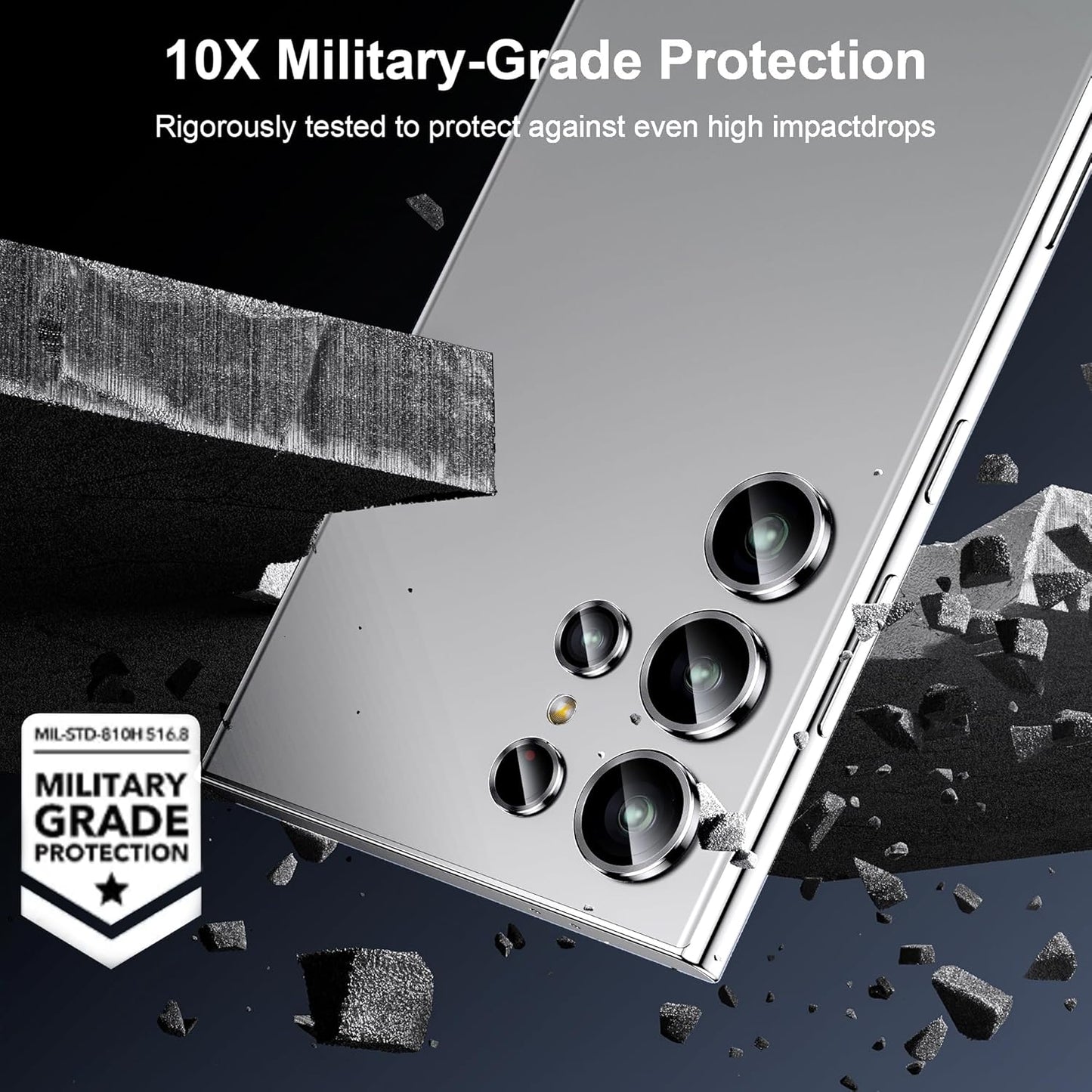 WSKEN for Samsung Galaxy S24 Ultra Camera Lens Protector, Ultra Thin Scratch Resistant 9H Tempered Glass with Aluminum Metal Circle Camera Screen Protector Cover Accessories, Silver