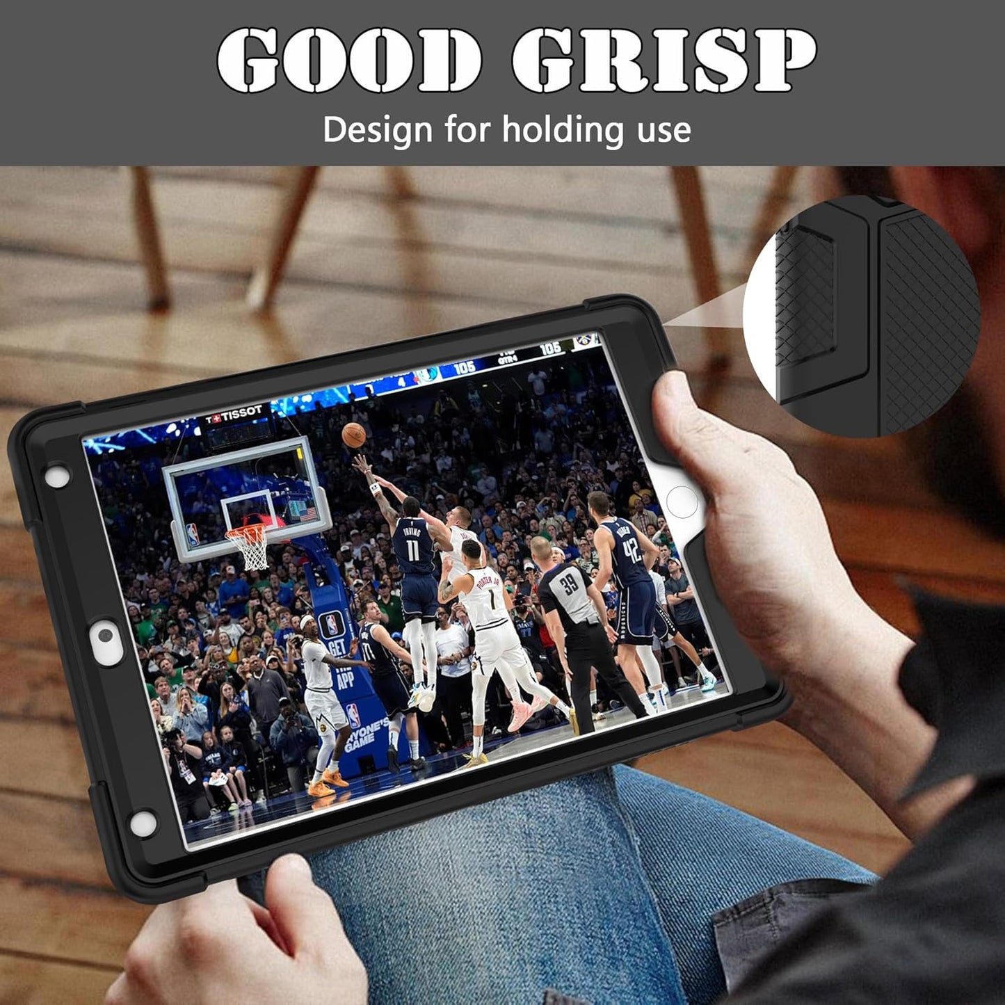 Rantice Case for 9th/8th/7th Generation, Hybrid Shockproof Rugged Drop Protective Case with Kickstand for iPad 10.2 Inch (2021/2020/2019 Release), Black