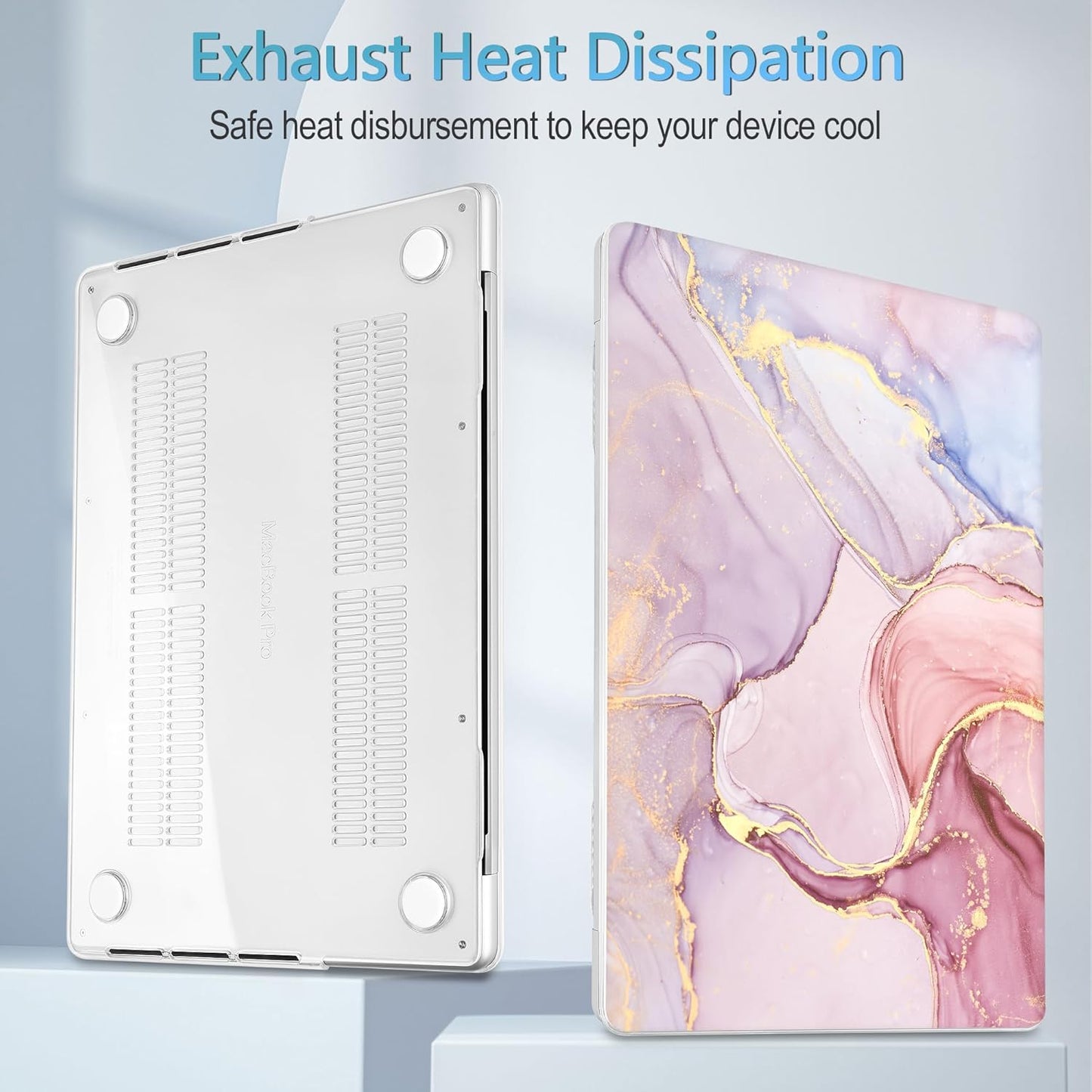 Mektron Case for MacBook Pro 16" M4 A3403 A3186 M3 A2991 M2 A2780 M1 A2485 (2021/2023/2024) Pro/Max with Touch ID, Hard Shell Plastic Laptop Cover Keyboard Cover Screen Protector, Pink Marble