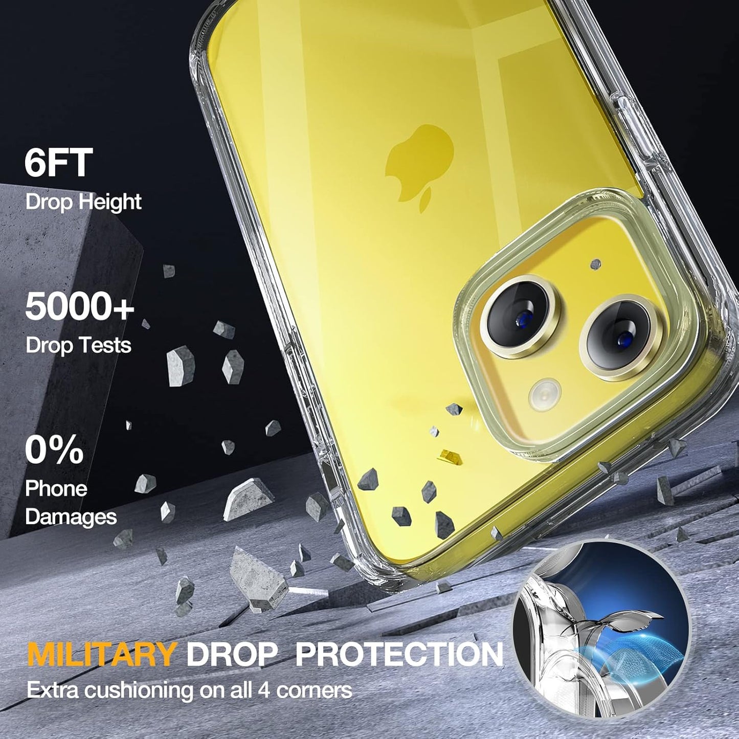 Miracase Glass Series Designed for iPhone 14 Plus Case 6.7 inch, 2023 Upgrade Full-Body Clear Bumper Case with Built-in 9H Tempered Glass Screen Protector and Camera Lens Protector,Clear