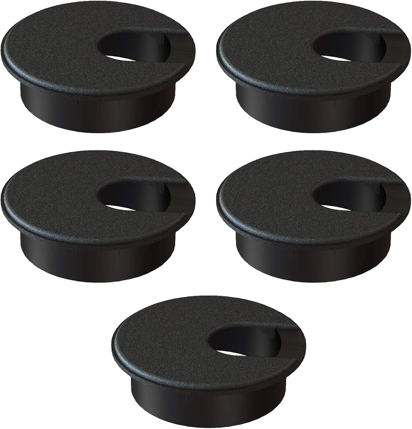 MAHDPRO Desk Grommet 2 Inch (50 mm) Pack of 5-Black ABS Plastic Cable Hole Cover to Arrange Wires & Cords Through Computer Table/Countertops