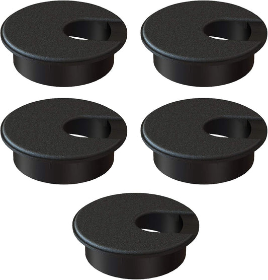MAHDPRO Desk Grommet 2 Inch (50 mm) Pack of 5-Black ABS Plastic Cable Hole Cover to Arrange Wires & Cords Through Computer Table/Countertops