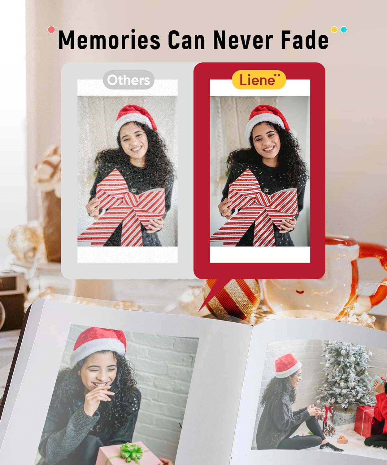 Liene M100 4x6'' Photo Printer Bundle (180 pcs +5 Ink Cartridges), Wi-Fi Picture Printer for iPhone, Android, Smartphone, Computer, Dye-Sublimation, Portable for Home Use