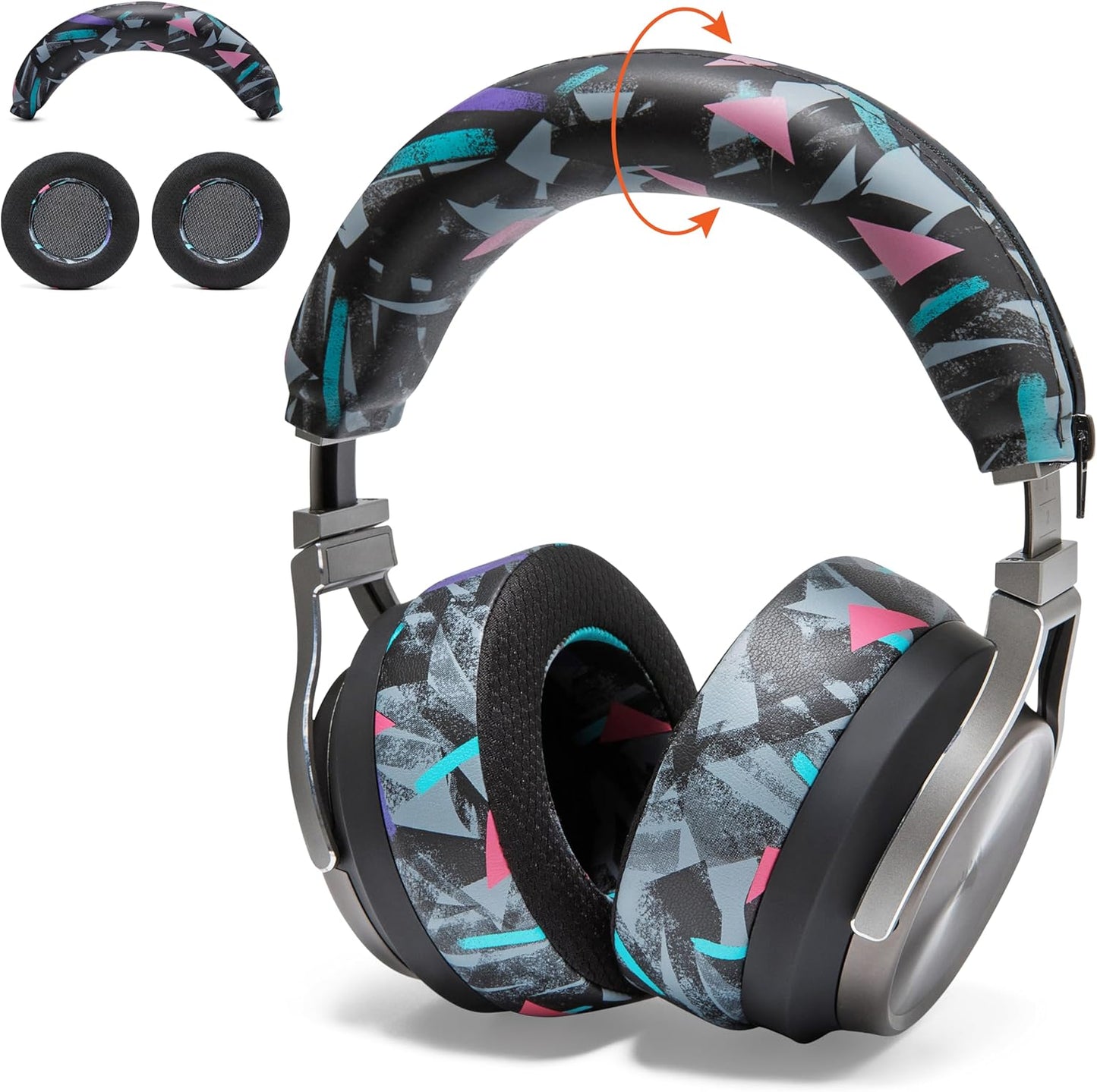 WC Freeze Virtuoso PadZ and Silicone BandZ Bundle Pack for Corsair Virtuoso Headphones | Cooling Gel Replacement Earpads and Silicone Headband Cover | 90's Black