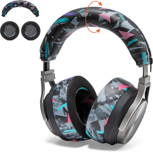 WC Freeze Virtuoso PadZ and Silicone BandZ Bundle Pack for Corsair Virtuoso Headphones | Cooling Gel Replacement Earpads and Silicone Headband Cover | 90's Black