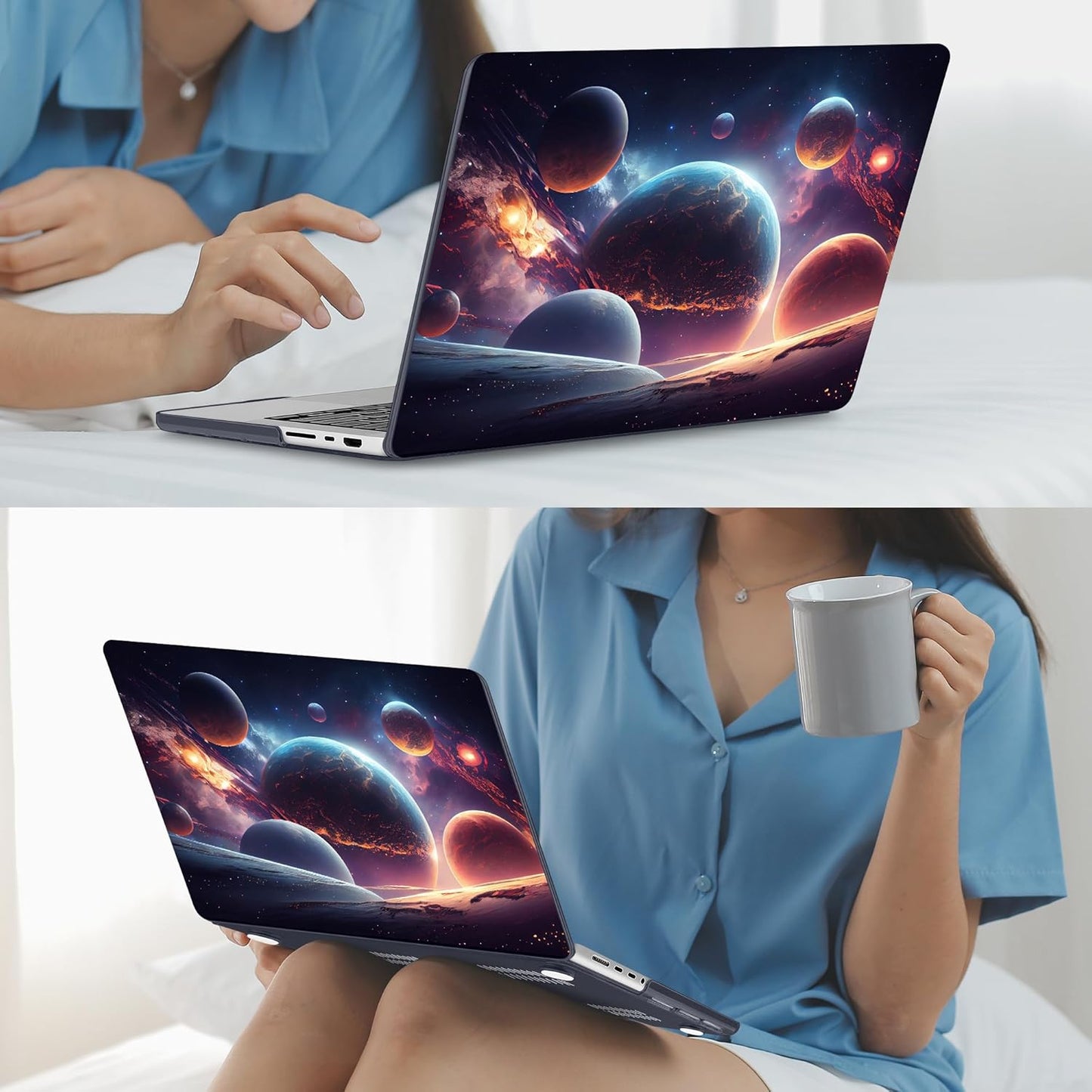 Mektron Case for MacBook Pro 16" M4 A3403 A3186 M3 A2991 M2 A2780 M1 A2485 (2021/2023/2024) Pro/Max with Touch ID, Hard Shell Plastic Laptop Cover Keyboard Cover Screen Protector, Planets