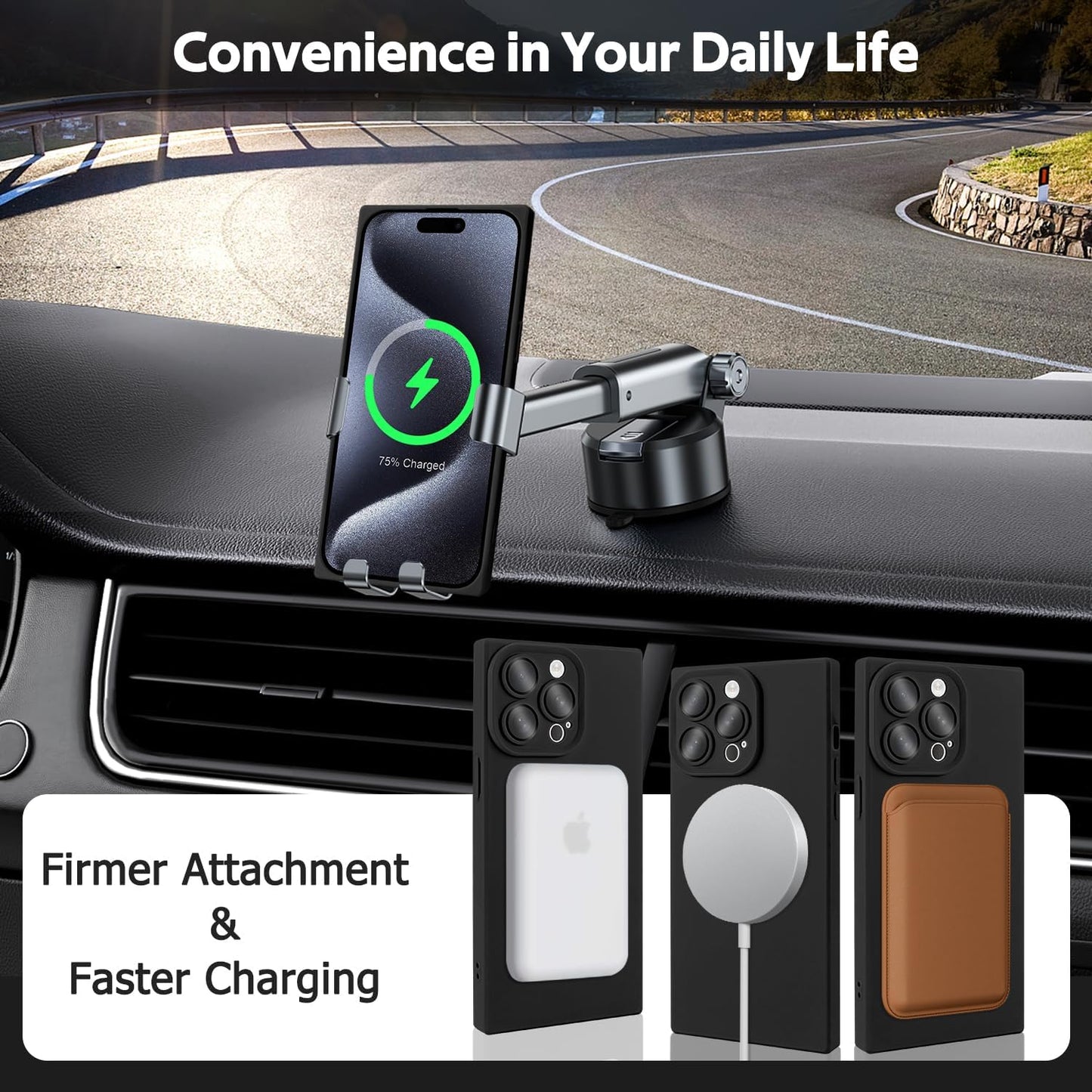 Designed for iPhone 15 Pro Case Compatible with Magsafe Cover Camera Lens Protector Military Grade Protection Shockproof Soft TPU Slim Magnetic Phone Case for iPhone 15 Pro Black