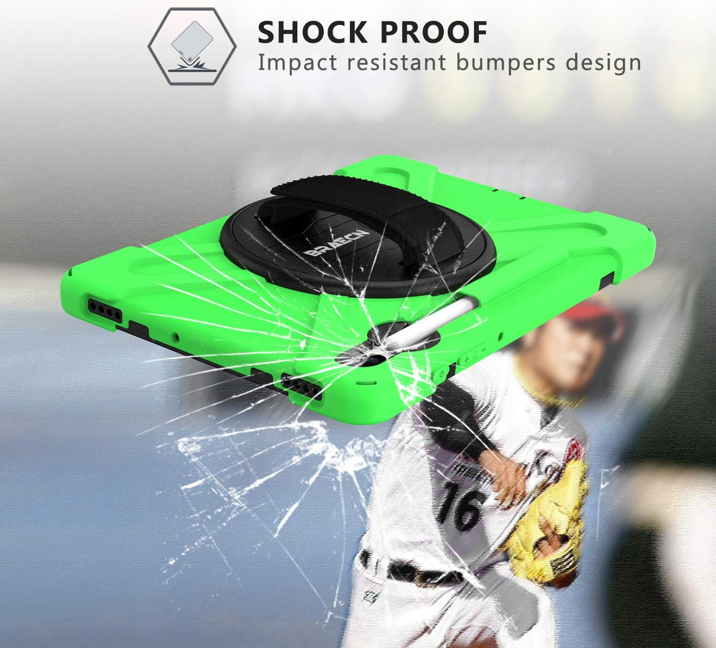 BRAECN for Galaxy Tab S6 Case with Pen Holder/Hand Strap/Rotating Stand/Shoulder Strap,Hybrid Heavy Duty Shockproof Case for 2019 Model 10.5 inch Galaxy Tab S6 Tablet(SM-T860/T865/T867)-Green