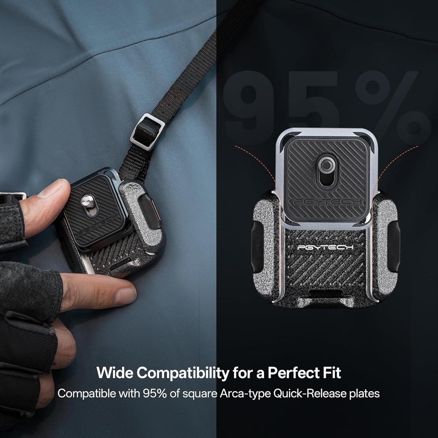 PGYTECH Camera Shoulder Strap Mount Quick Release Clamp, Aluminum Alloy QR Camera Adapter Base for Shoulder Straps Tripods Stabilizers(Only Base)