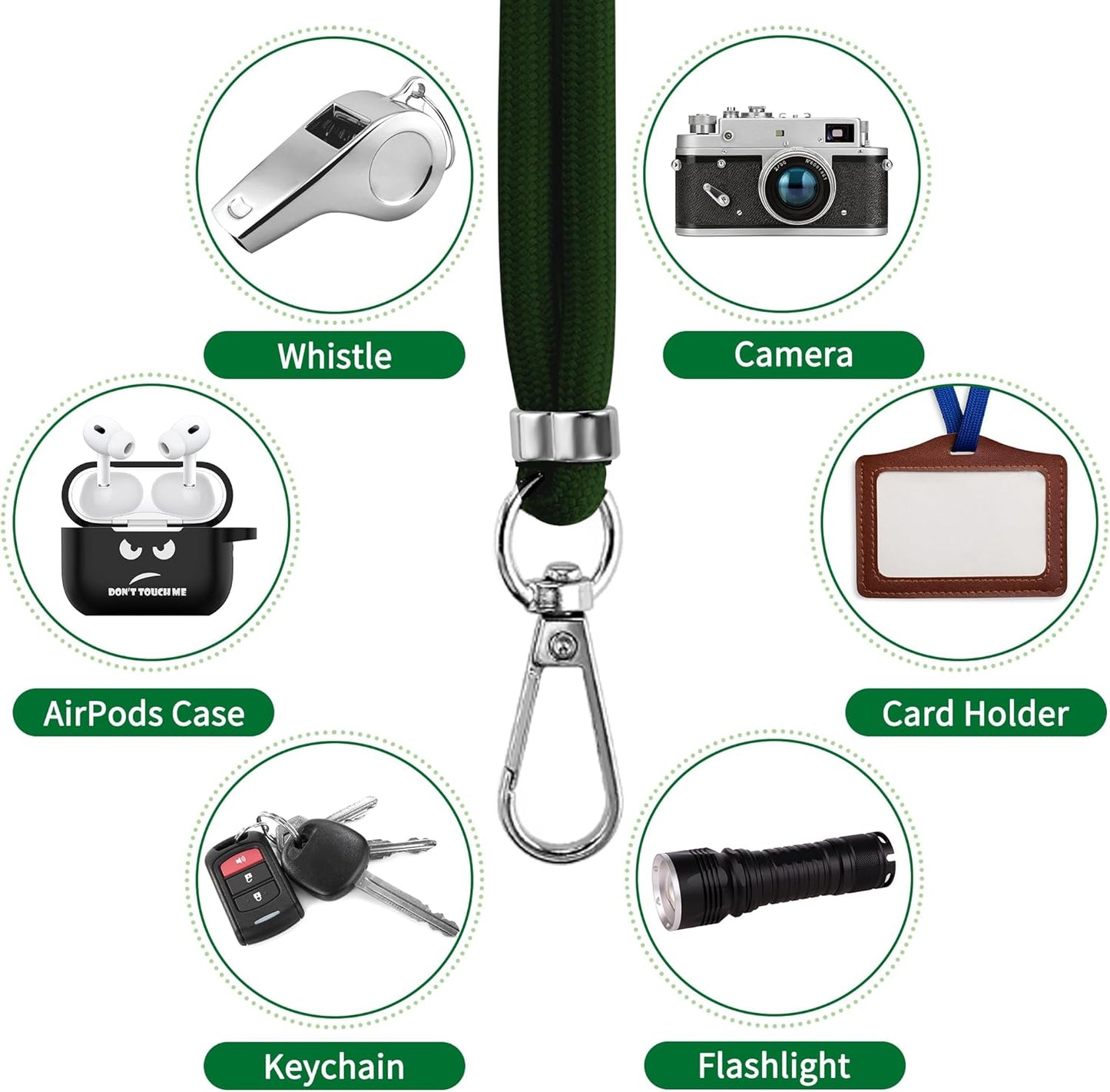 CACOE Phone Lanyard 2 Pack-1× Adjustable Neck Strap,1× Wrist Strap,2× Pads,Universal Crossbody Cell Phone Lanyards,Multifuctional Phone Lanyards Compatible with Most Smartphones(Dark Green)