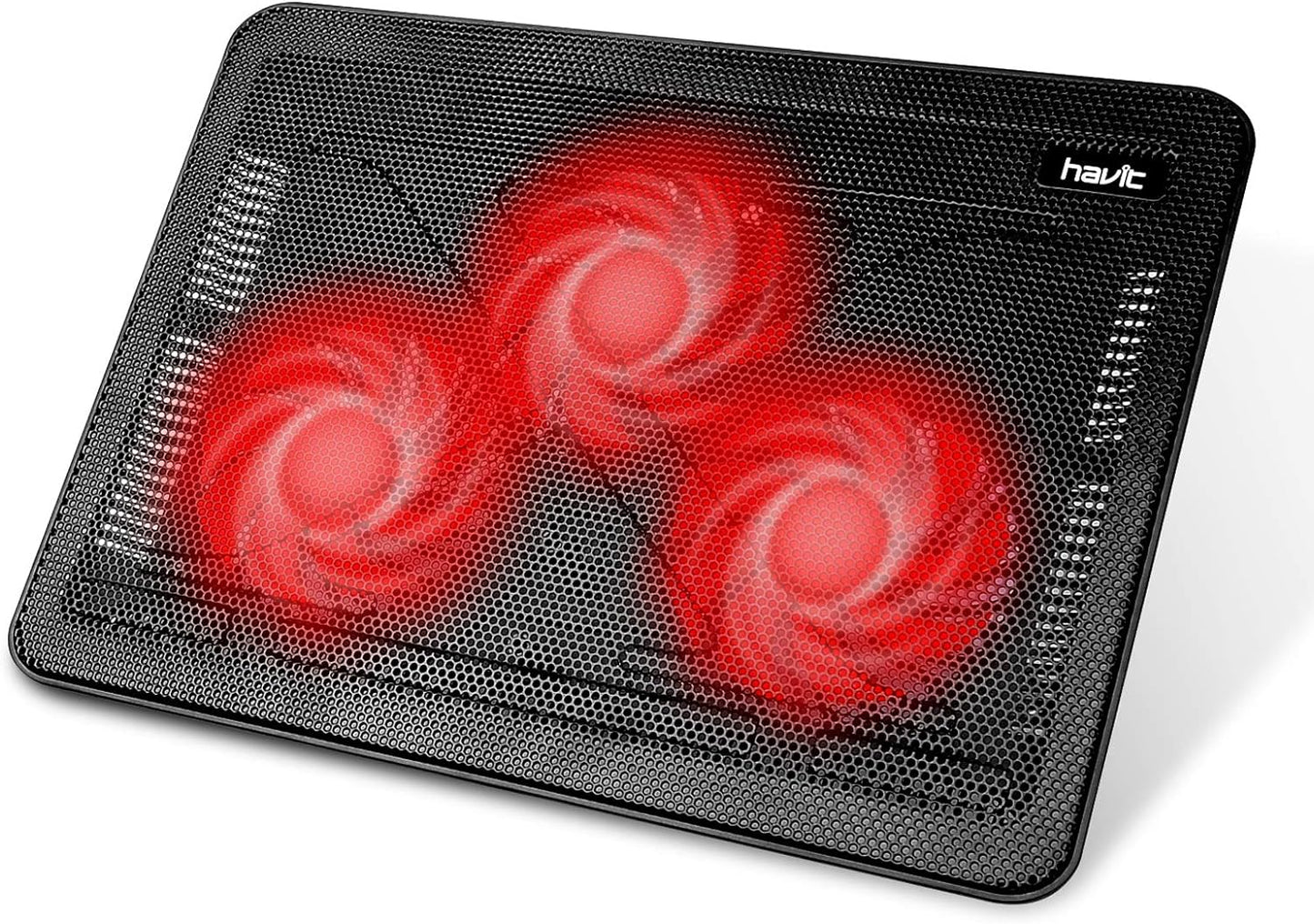 Havit HV-F2056 15.6-17 Inch Laptop Cooler Cooling Pad - Slim Portable USB Powered (3 Fans) (Black+Red)