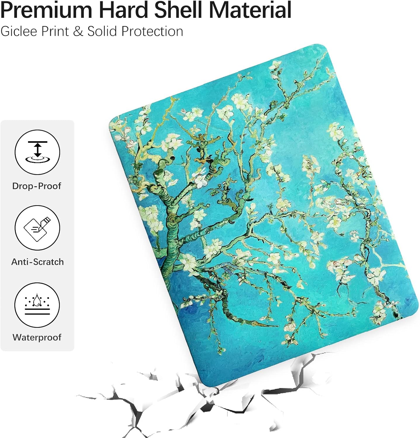 Berkin Arts Compatible with MacBook Air 13 inch Cover, 2022-2018 Release A2179/A2337 M1 with Touch ID with Keyboard Cover & Screen Protector Cloisonnism (Almond Blossom by Van Gogh)