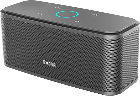 DOSS SoundBox Touch Wireless Bluetooth Speaker with 12W HD Sound and Bass, IPX5 Water-Resistant, 20H Playtime, Handsfree, Portable for Office, Home, Outdoor, Travel- Grey