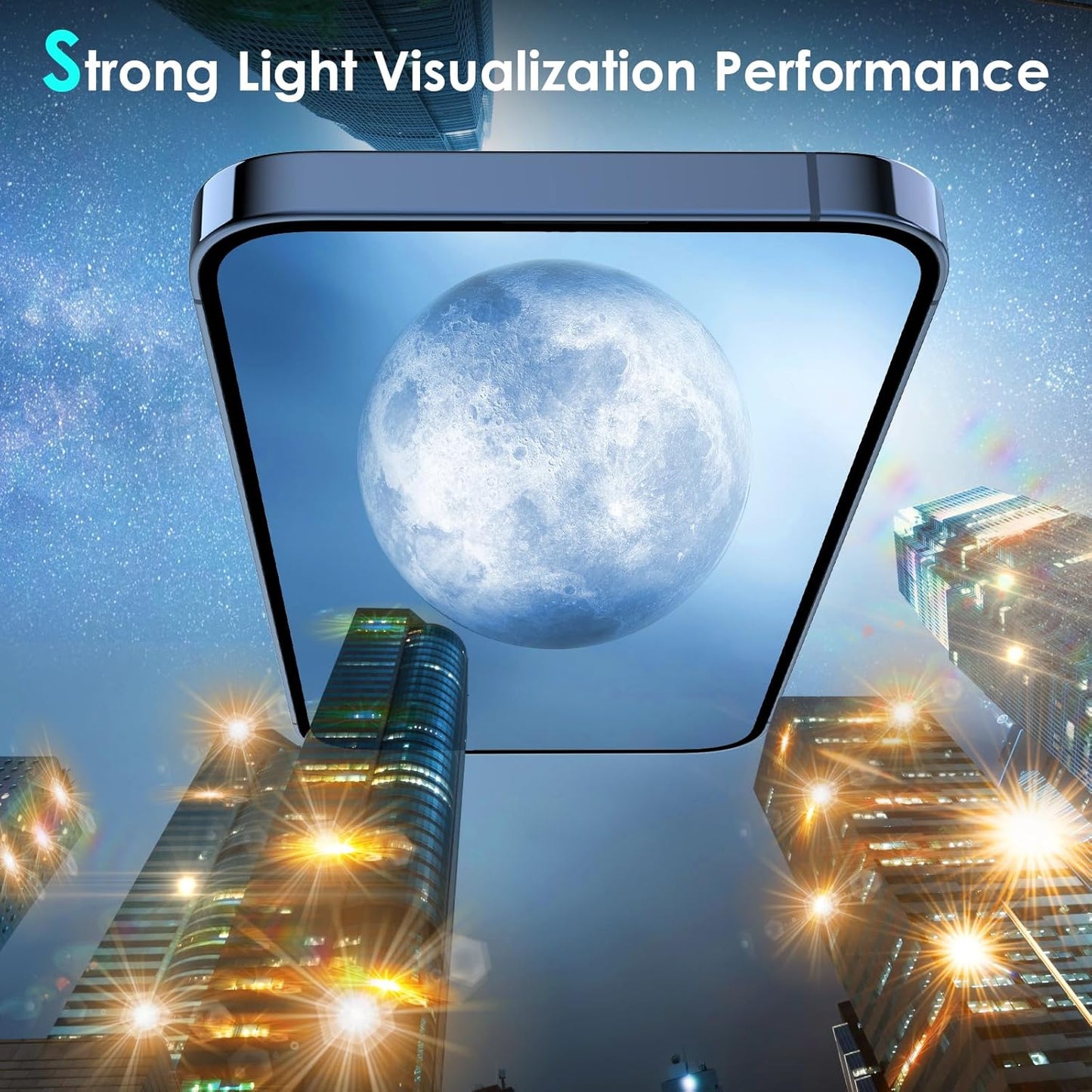 YWXTW Designed for iPhone 15 Pro/iPhone 15 Pro Max Camera Lens Protector Bling, [New Glitter Design] Individual Metal Tempered Glass Camera Cover Accessories Case Friendly (Blue Titanium Glitter)