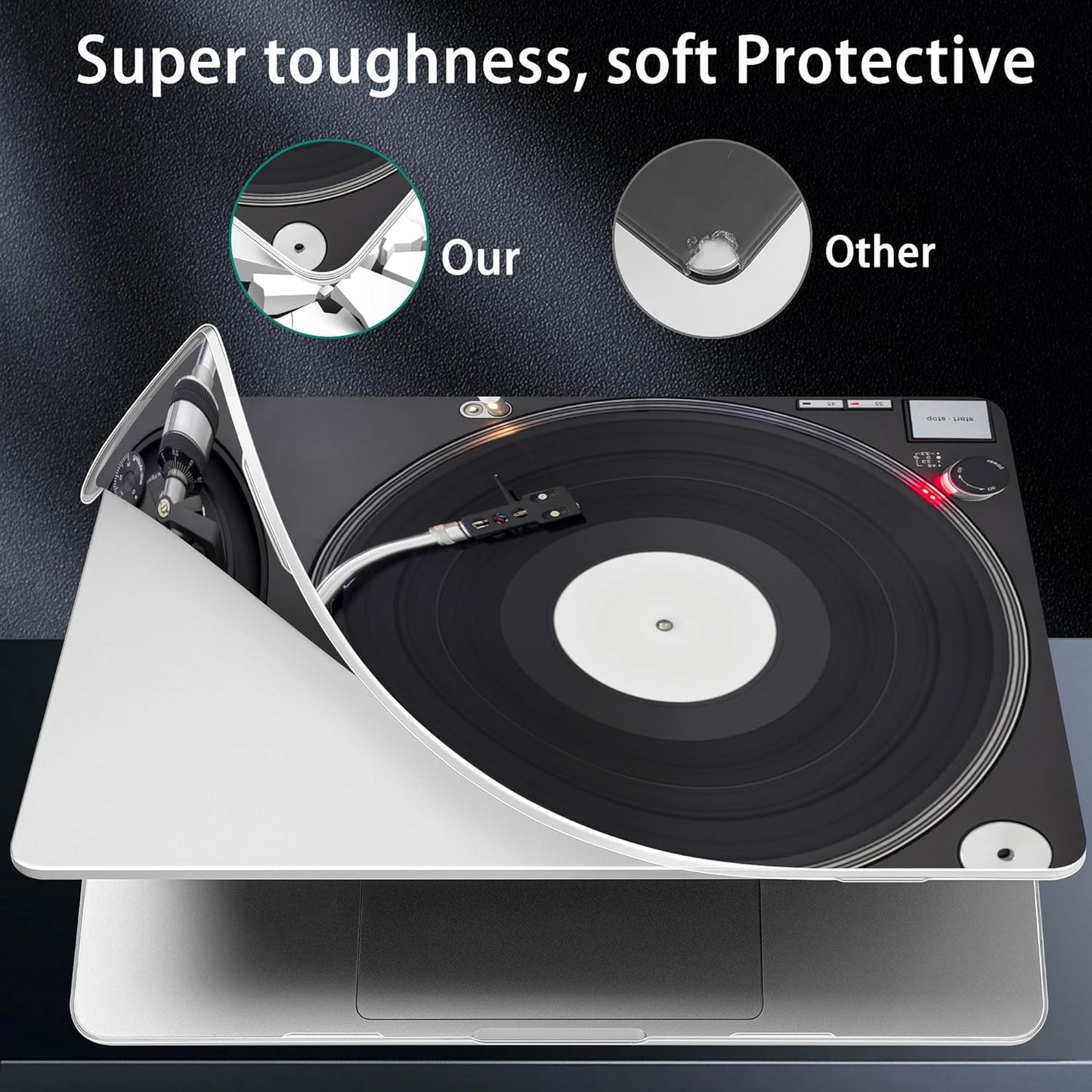 for MacBook Pro 16 inch Case 2021 2022 2023 2024 Release A3186 A3403 M4 A2991 M3 A2780 M2 A2485 M1 Pro/Max, Hard Shell Case with Screen Protector & Keyboard Cover, DJ Turntable