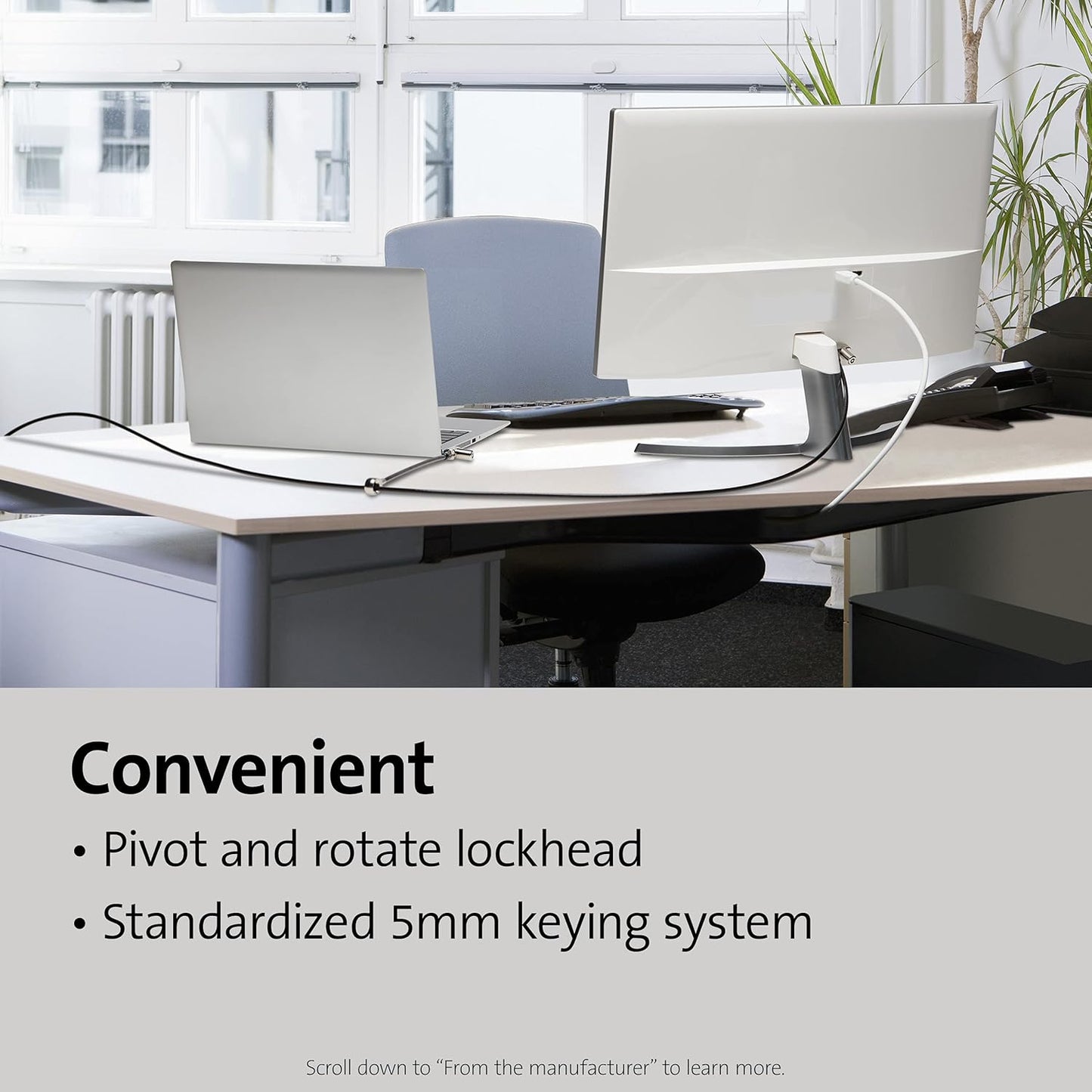 Kensington Universal 3-in-1 Keyed Cable Lock - Twin Lockheads for Laptops & Other Devices (K63380WW)