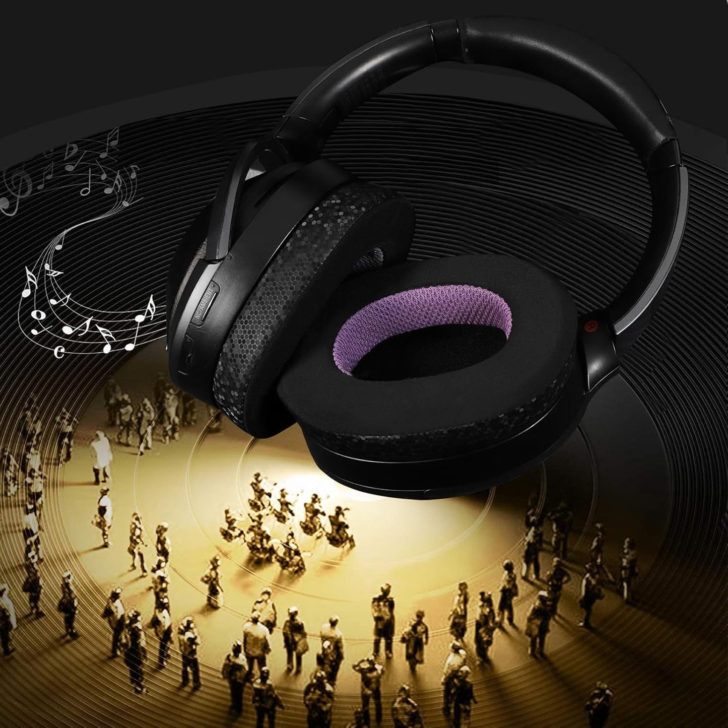 Magic Ice Gel Replacement Earpads for WH-1000XM2/MDR-1000X Headphones (Black/Purple)