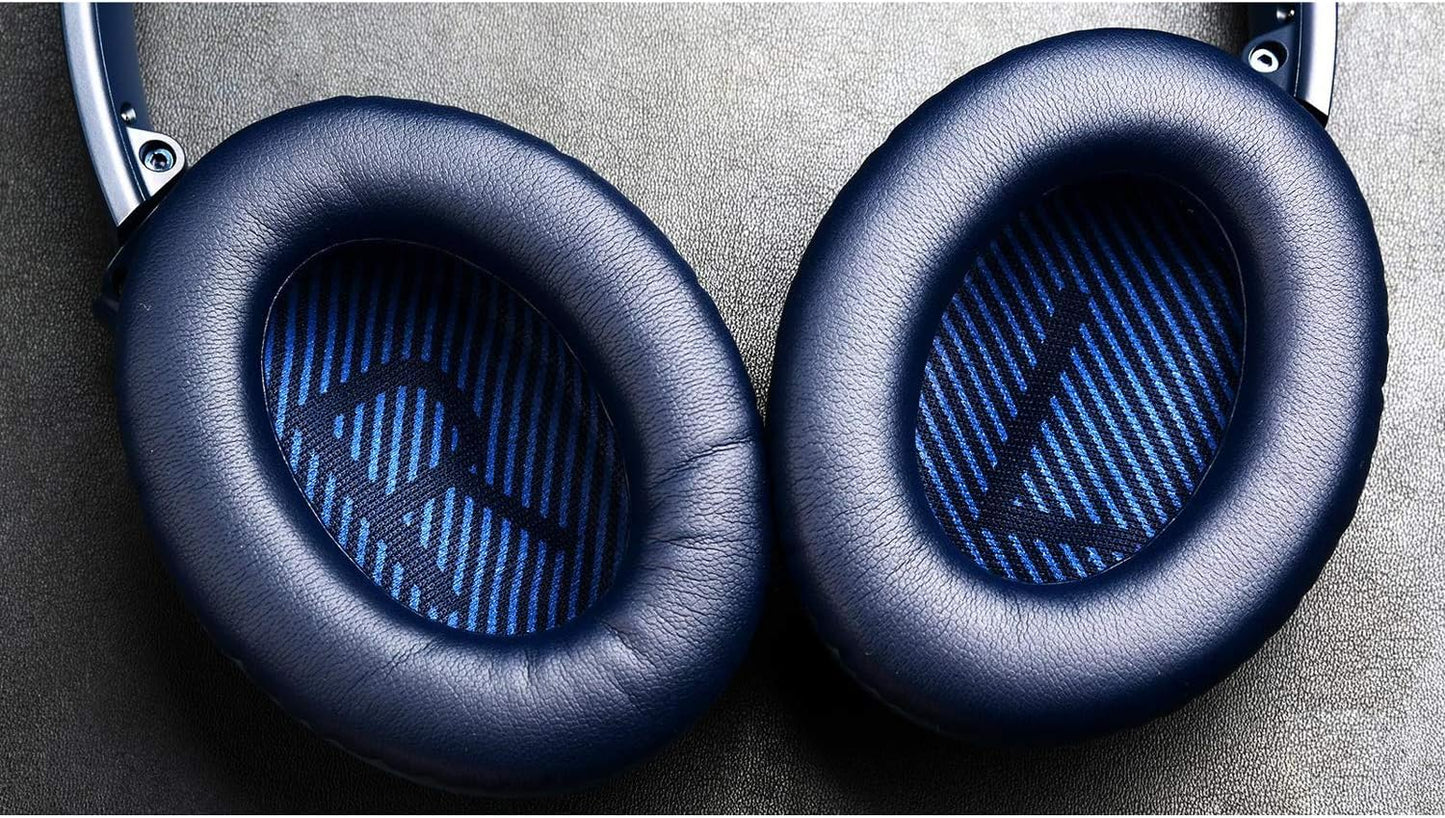 SoloWIT Replacement Earpads Cushions for Bose QuietComfort 35 (QC35) & Quiet Comfort 35 II (QC35 ii) Headphones, Ear Pads with Softer Leather, Noise Isolation Foam, Added Thickness (Midnight Blue)