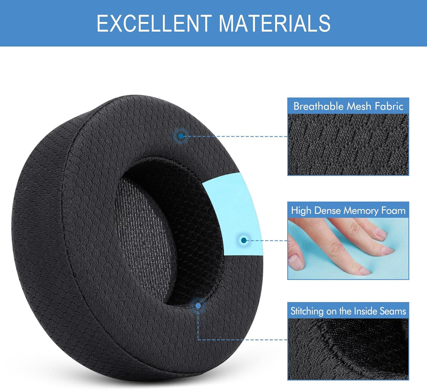 GEVO Ear Pads Cushion Replacement for Corsair Virtuoso RGB Wireless SE XT Gaming Headset,Corsair Virtuoso Earpads with Mesh Fabric,High-Density Softer Memory Foam,Black