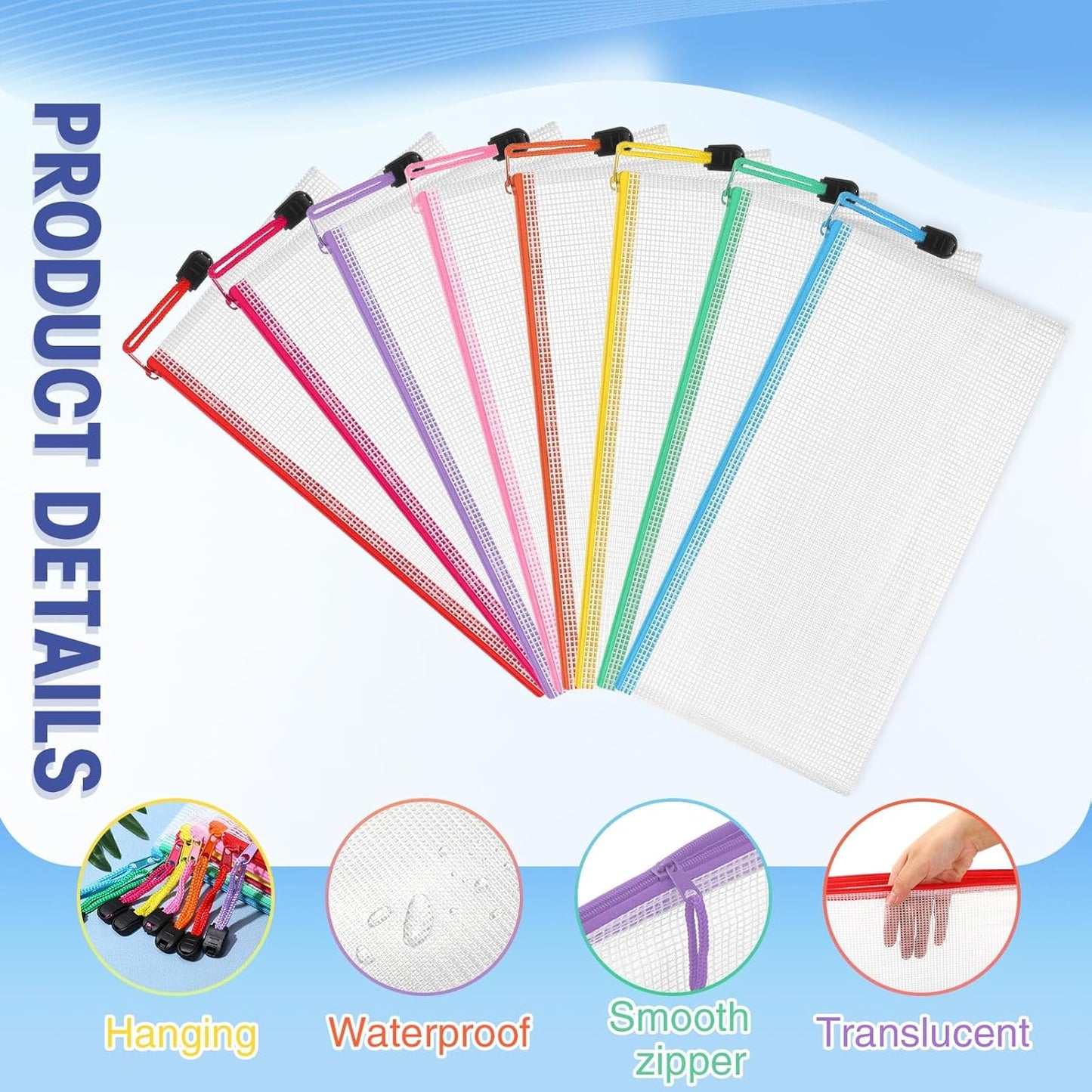 Jetec 32 Pcs Mesh Zipper Bags Toy Storage Bikini Organizer Bag Bolsas para Guardar Trajes De Baño Waterproof Zipper Reusable Pouch Puzzle Multipurpose for Storage Office(Stylish Color,9.5 x 4.5 Inch)