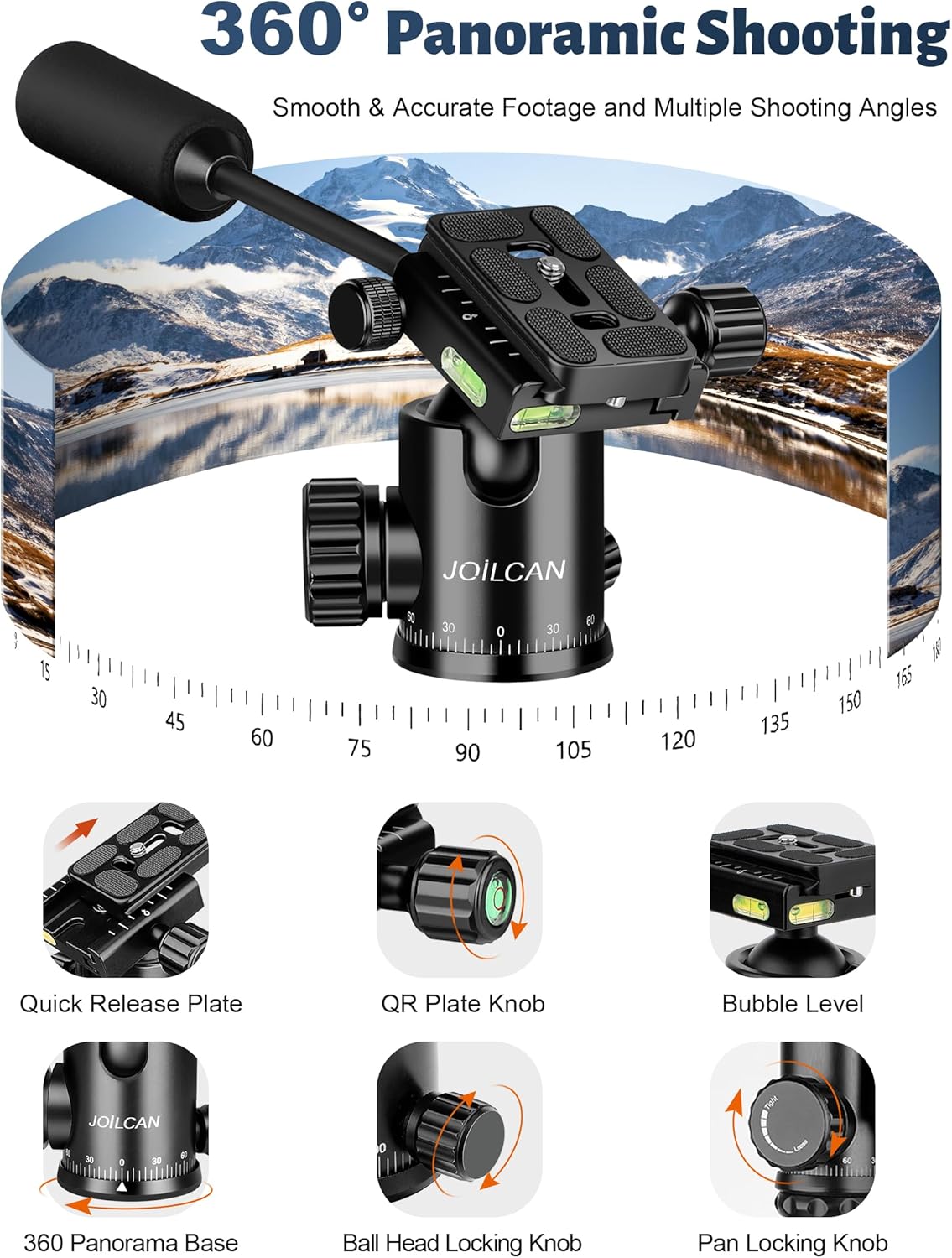 JOILCAN Camera Tripod, 83" Aluminum Tripods & Monopods with Metal Handle, Heavy Duty Tripod for DSLR Camera Lasers Binoculars Telescope Spotting Scope, Payload 35Lb