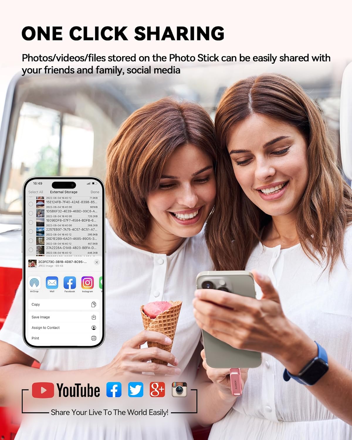 MFi Certified 256GB Flash Drive for iPhone Photo Stick, USB Thumb Drive Memory Stick High Speed USB Drive Photo Storage for iPhone Flash Drive Compatible for iPhone/iPad/Android/PC (Pink)