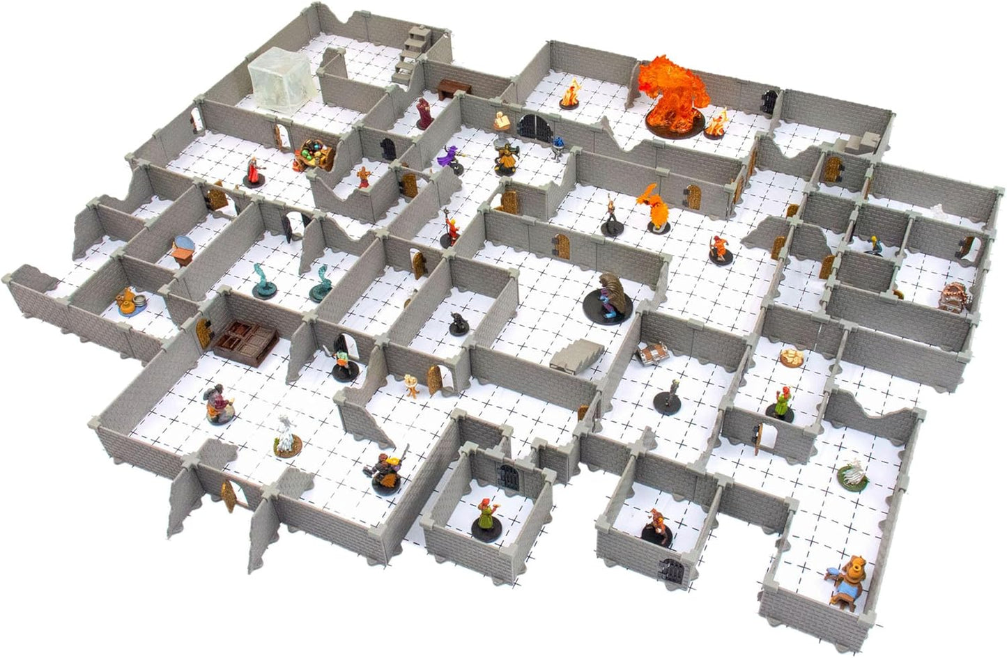 Knight Dungeon Set - Mini Dungeon Castle Cavern DND Terrain for Tabletop RPGs, Dungeons & Dragons, Pathfinder, War Gaming, and More! by DCD (200+pcs, 7sqft, 32rooms)