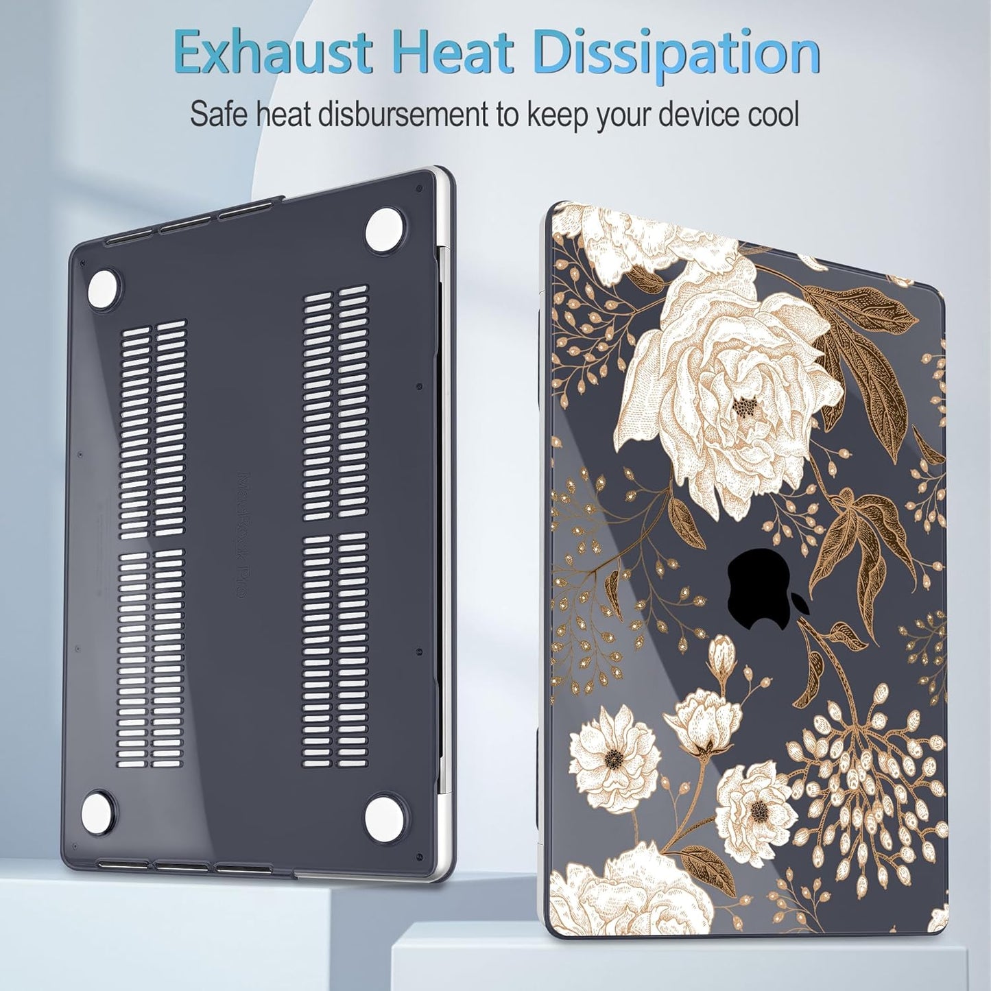 Mektron Case for MacBook Pro 16" M4 A3403 A3186 M3 A2991 M2 A2780 M1 A2485 (2021/2023/2024) Pro/Max with Touch ID, Hard Shell Plastic Laptop Cover Keyboard Cover Screen Protector, Peonies Roses
