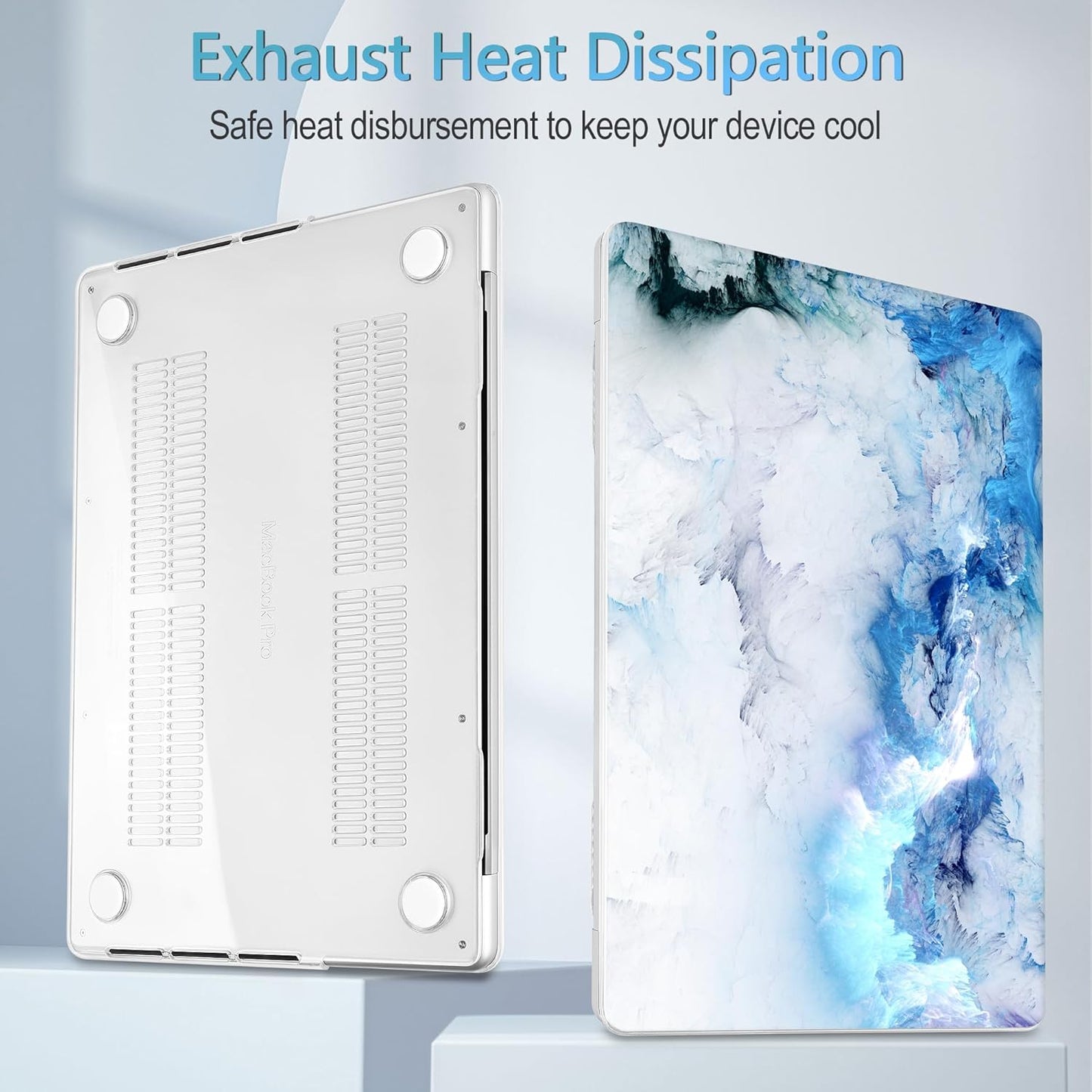 Mektron Case for MacBook Pro 16" M3 A2991 M2 A2780 M1 A2485 (2021/2022/2023) Pro/Max Chips with Touch ID, Hard Shell Plastic Laptop Cover Keyboard Cover Screen Protector, Cloud & Lightning