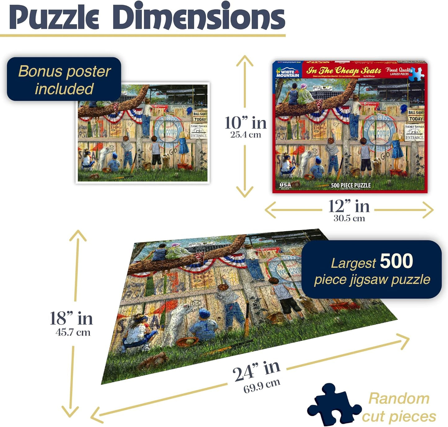 White Mountain in The Cheap Seats Jigsaw Puzzles for Adults 500 Pieces Baseball Puzzle