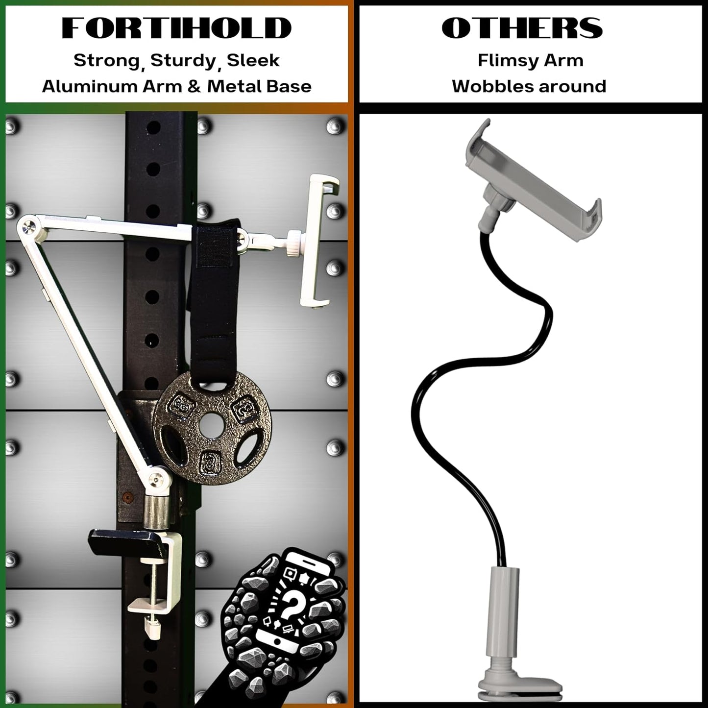 Portable Monitor Stand 16 Inch - Heavy Duty Aluminum Adjustable Monitor Mount with Articulating Arm, 360° Rotation, Cable Management - Professional Desk Setup for Tablets, Phones 4.7-16"