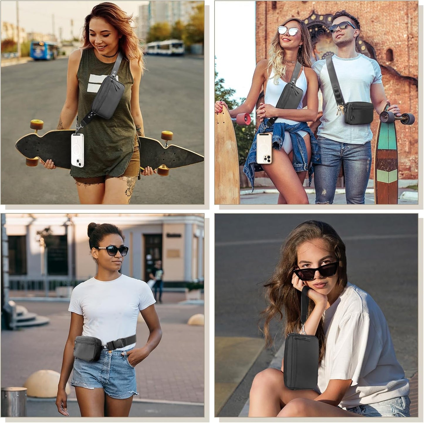 Phone Strap Crossbody, Clip and Go Strap for Phone with Wallet Crossbody, Adjustable Phone Lanyard Belt Strap with Detachable RFID Wristlet Wallet (XL)