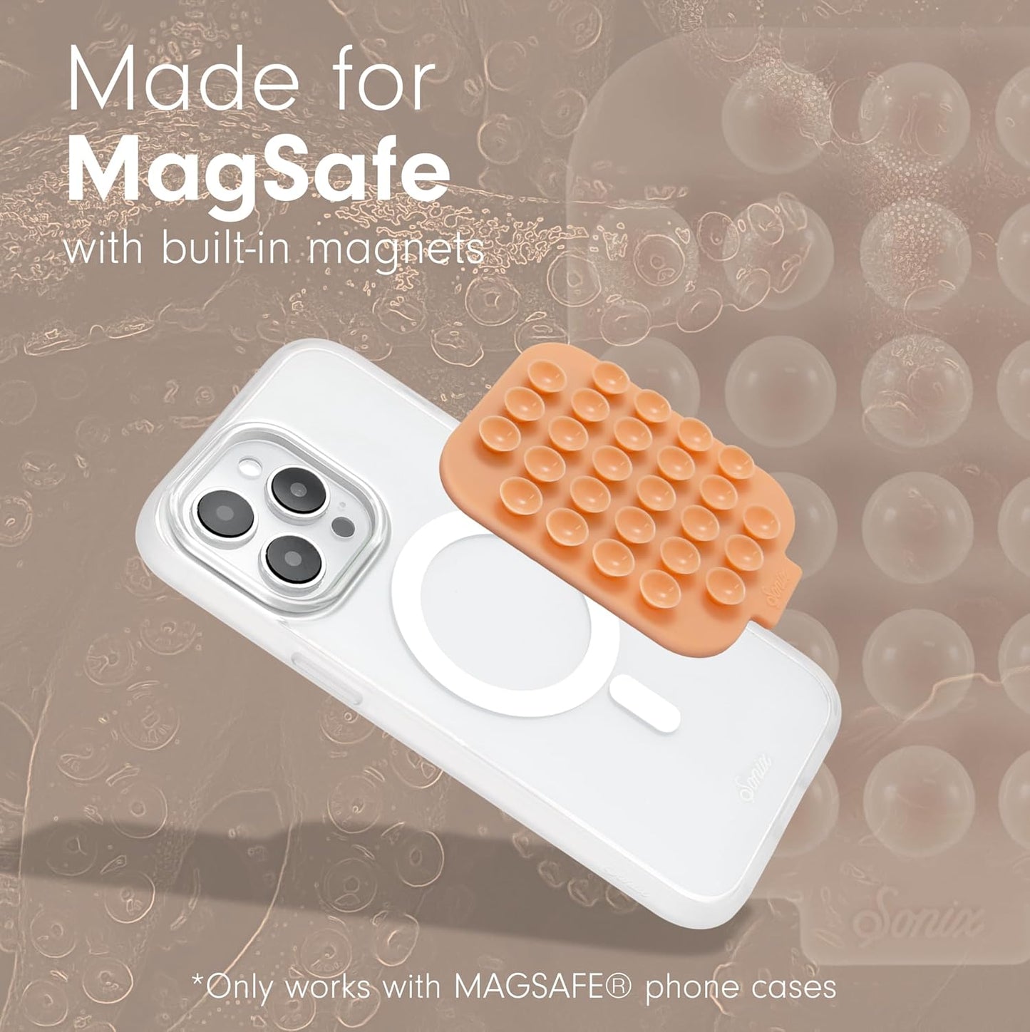 Sonix | Magnetic Silicone Suction Cup Phone Mount for iPhone | Compatible with MagSafe | Peach