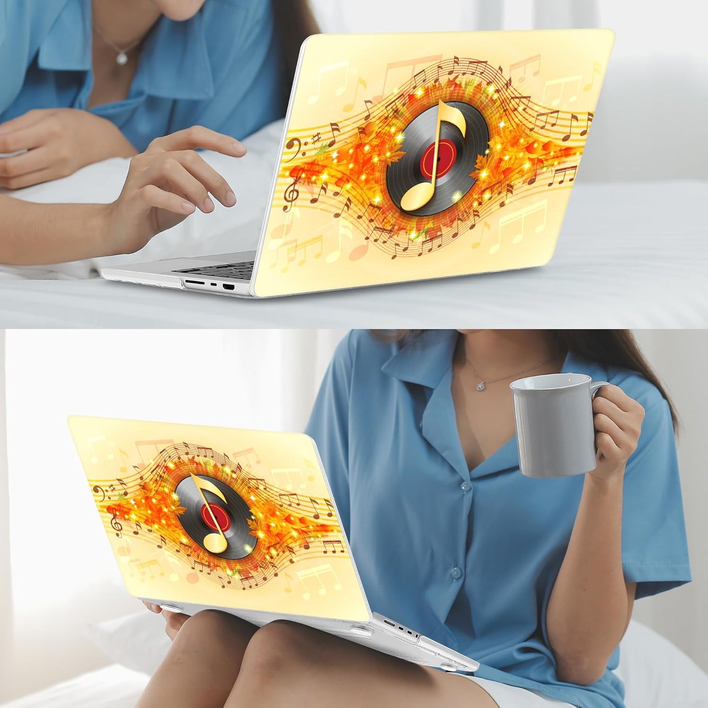 Mektron Case for MacBook Pro 16" M4 A3403 A3186 M3 A2991 M2 A2780 M1 A2485 (2021/2023/2024) Pro/Max with Touch ID, Hard Shell Plastic Laptop Cover Keyboard Cover Screen Protector, Music Record