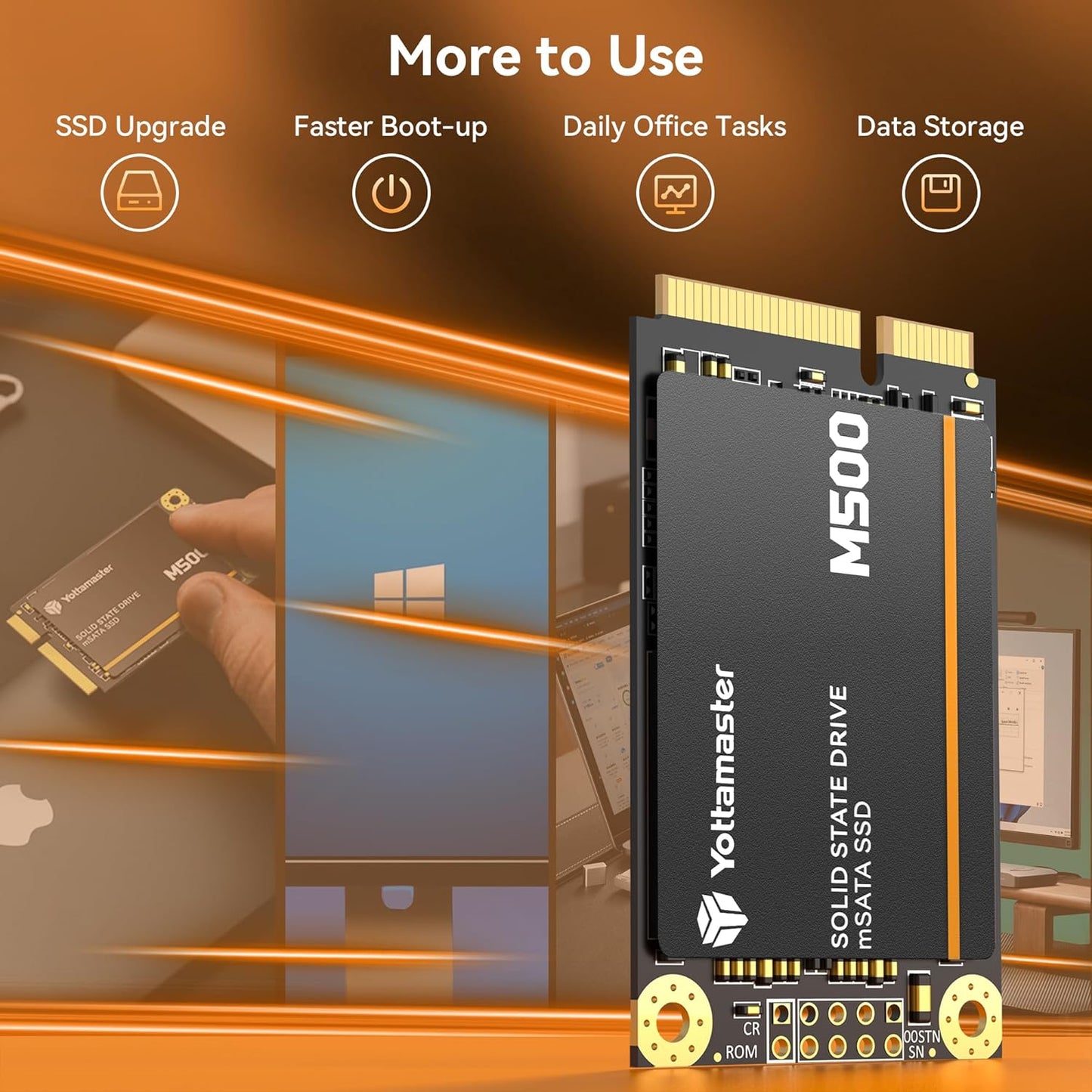 Yottamaster M500 512GB mSATA SSD SATA III 6Gb/s, mSATA Internal Solid State Drive Up to 500MB/s, Mini-SATA with 3D NAND, Compatible with Ultrabooks Desktop PC Laptop, All-in-One PCs, 30x50mm